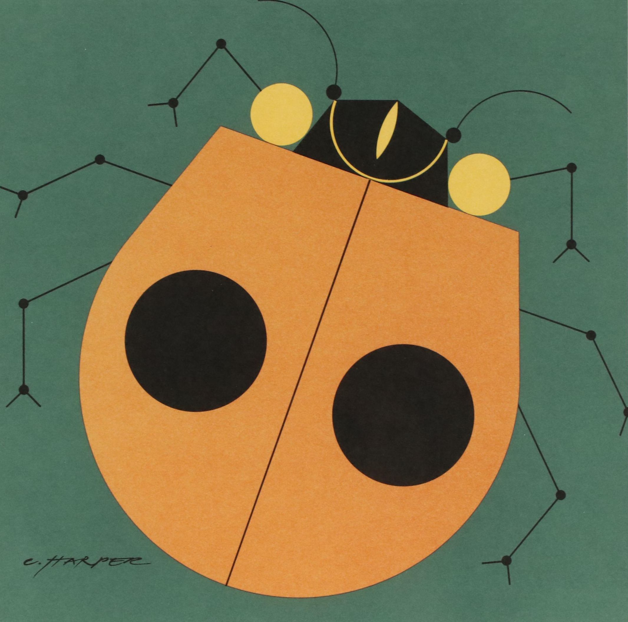 Charley Harper Lithograph "Ladybug"