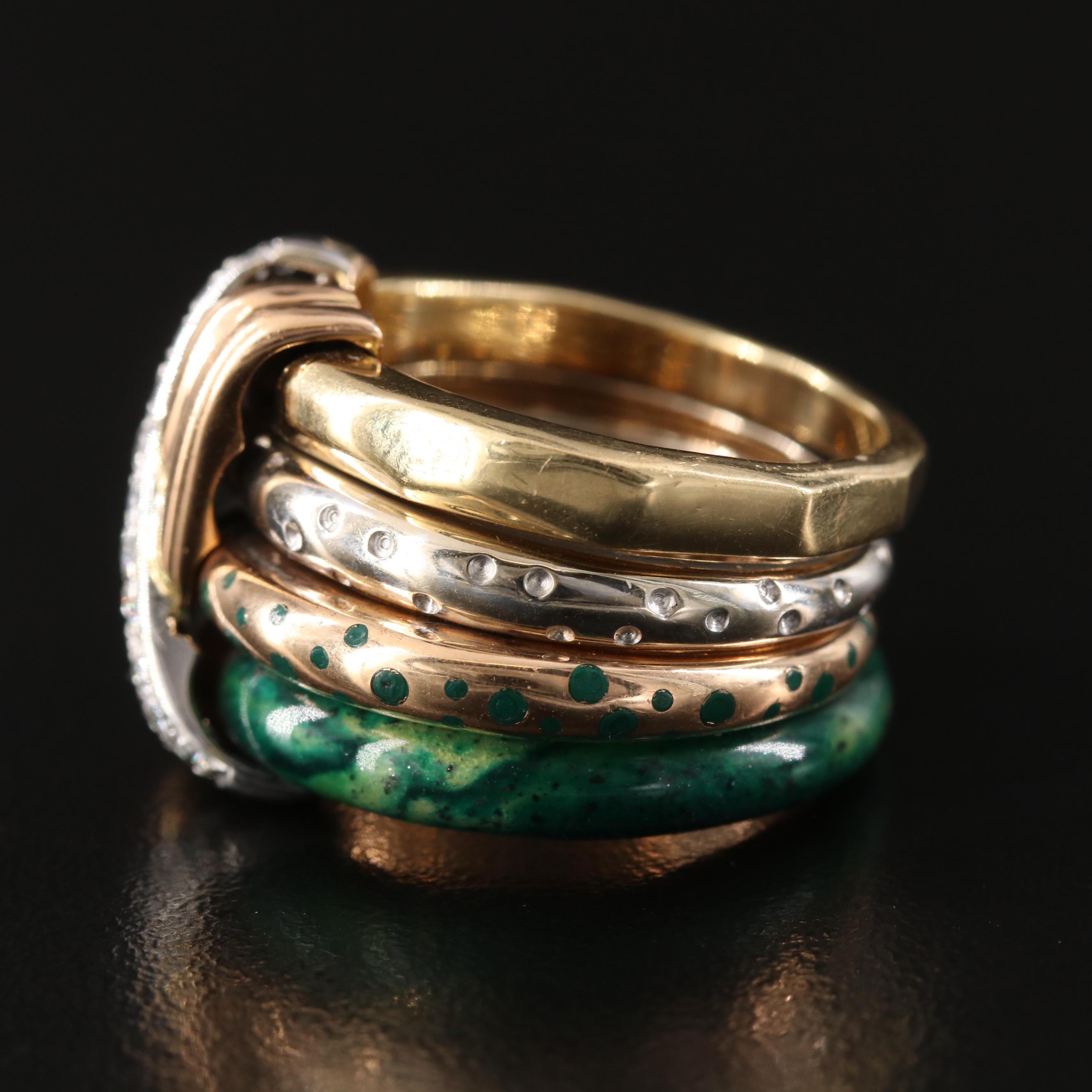 La Nouvelle Bague 18K Diamond and Enamel Bracelet and Ring Set