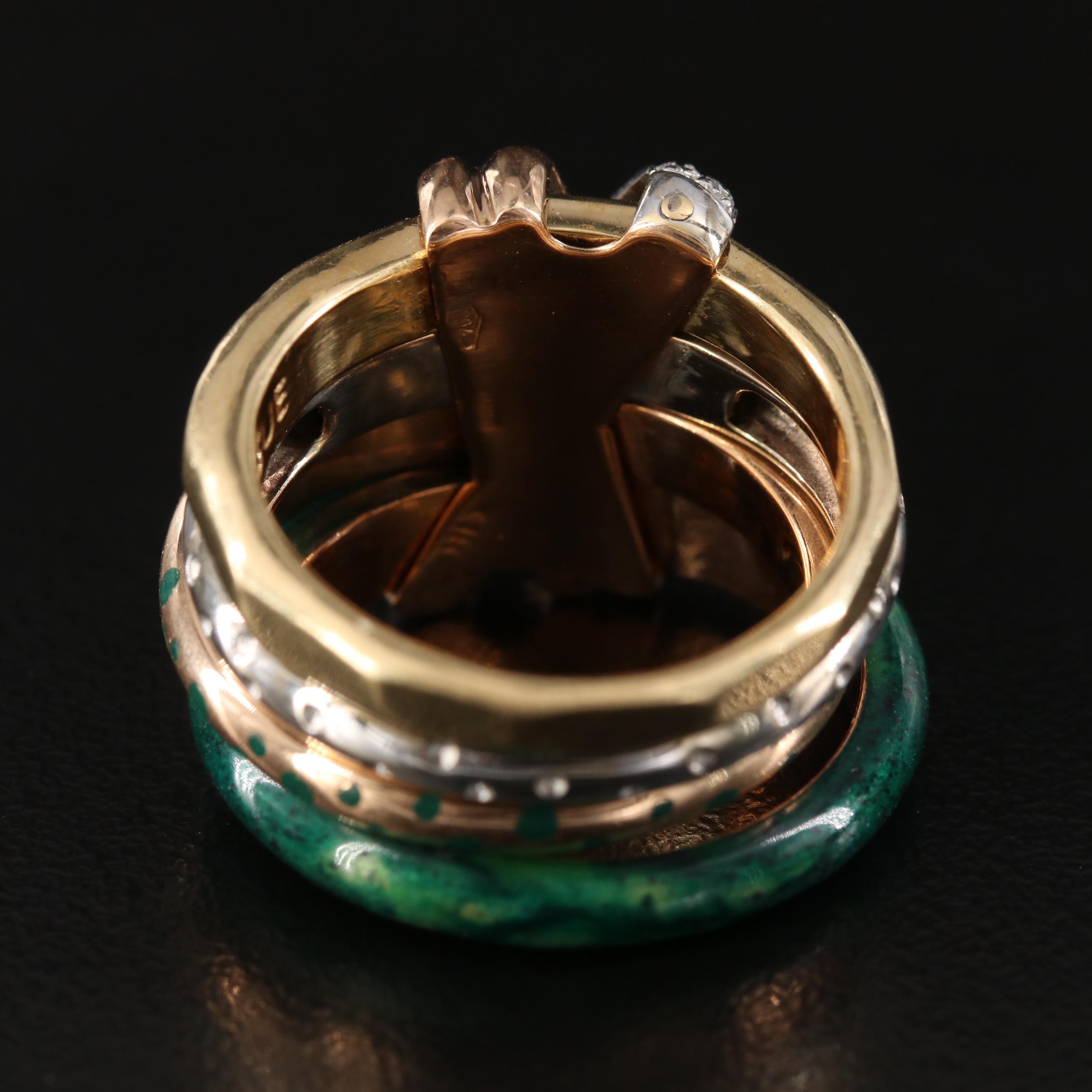 La Nouvelle Bague 18K Diamond and Enamel Bracelet and Ring Set