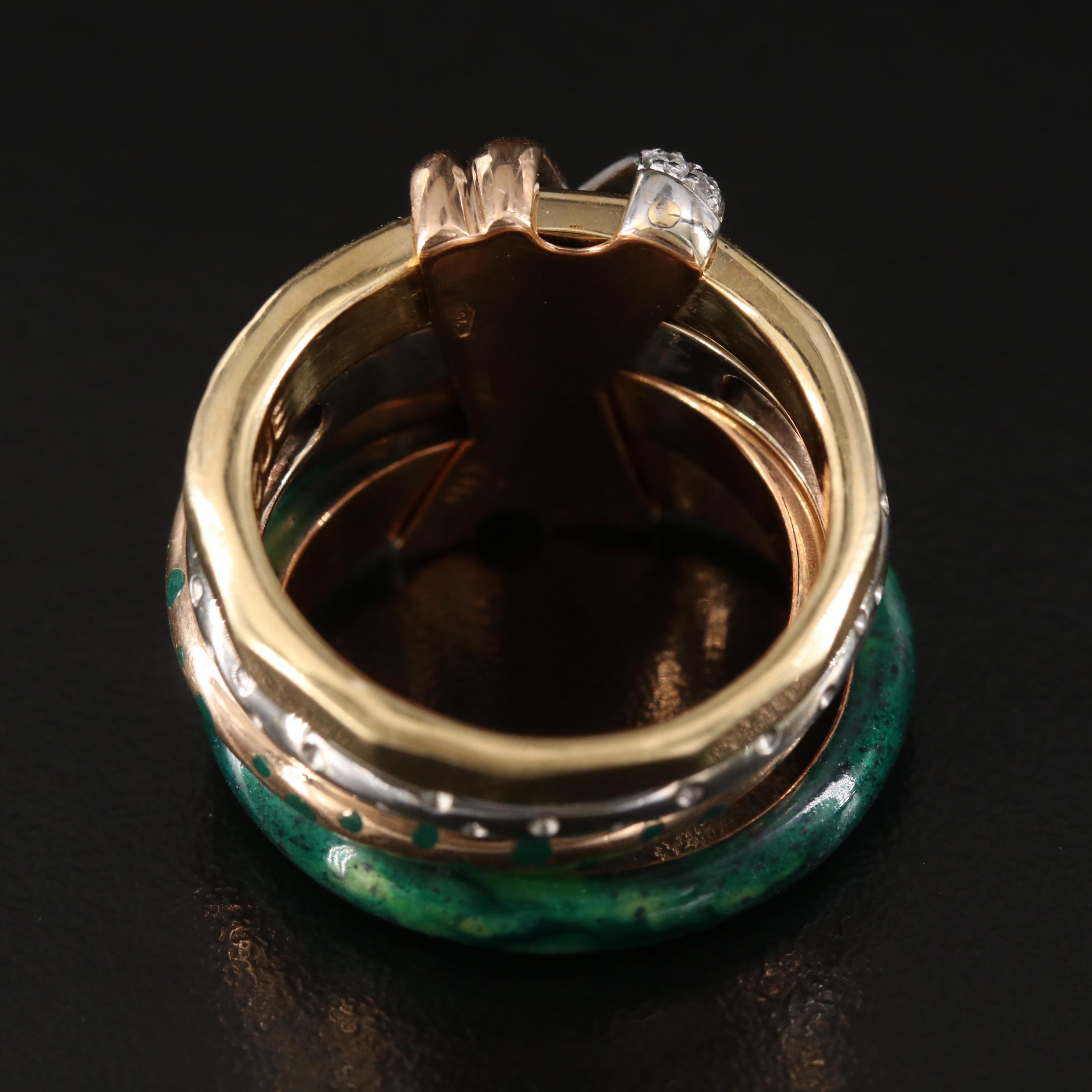 La Nouvelle Bague 18K Diamond and Enamel Bracelet and Ring Set