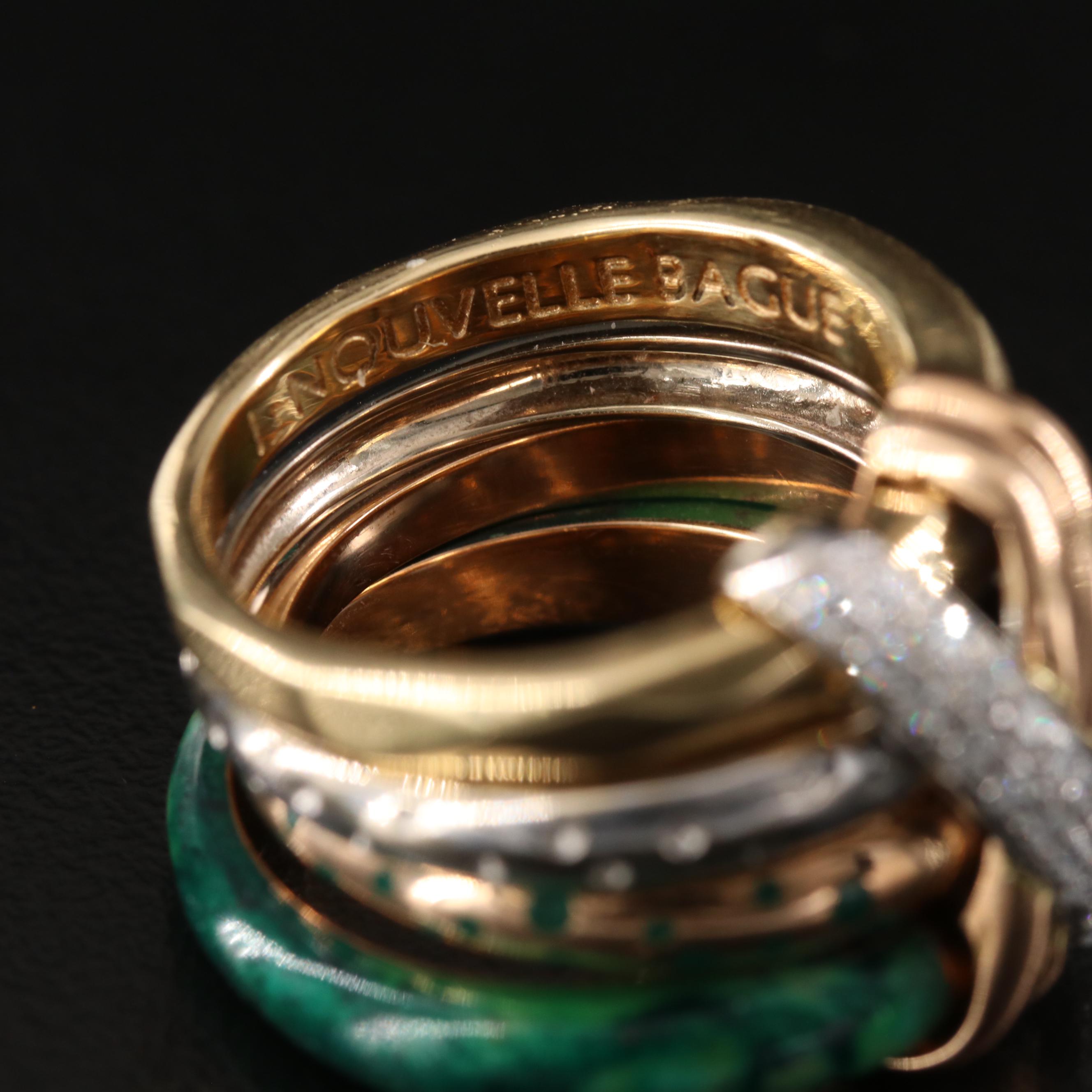 La Nouvelle Bague 18K Diamond and Enamel Bracelet and Ring Set