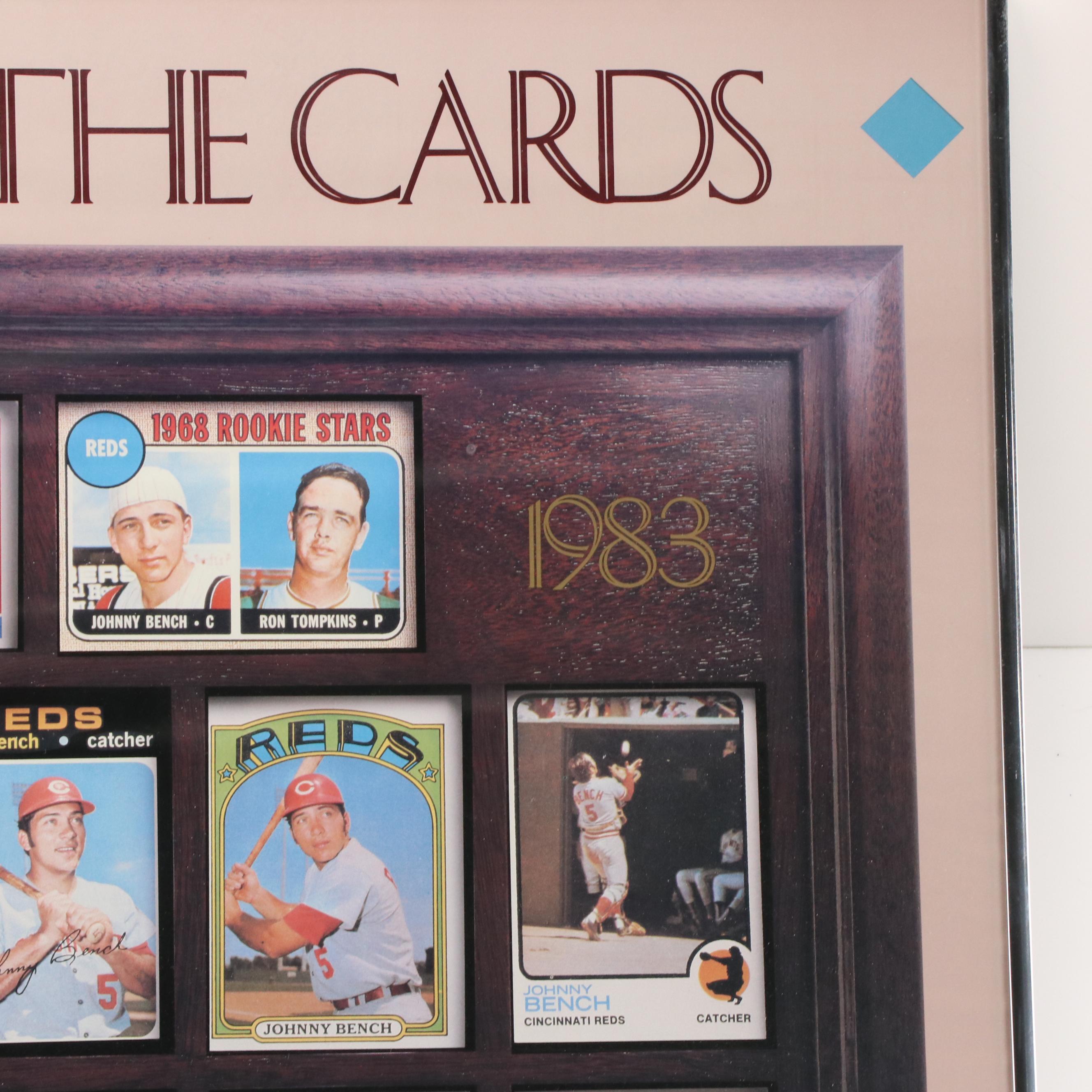 Topps Johnny Bench Cincinnati Reds Baseball Card Framed Poster