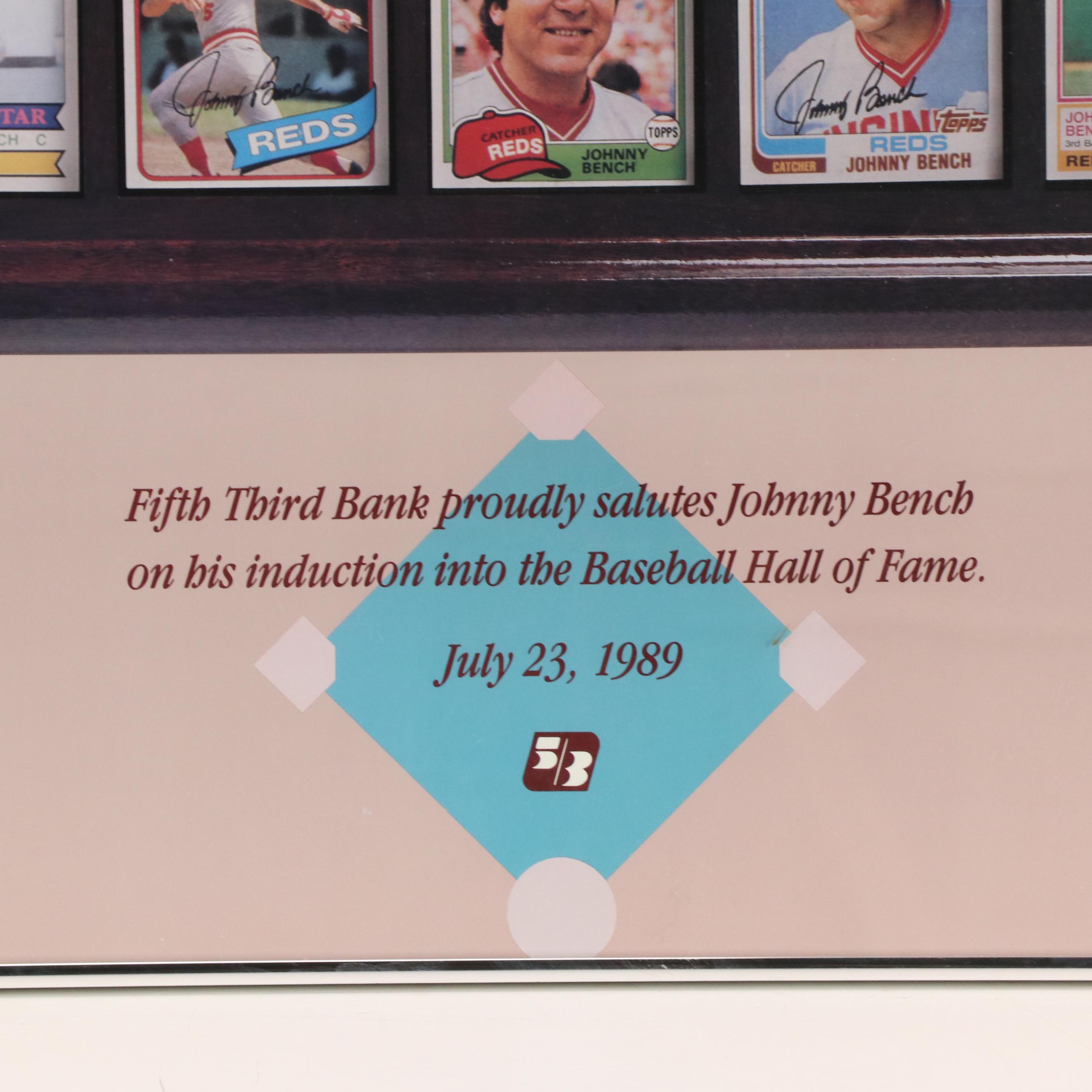 Topps Johnny Bench Cincinnati Reds Baseball Card Framed Poster