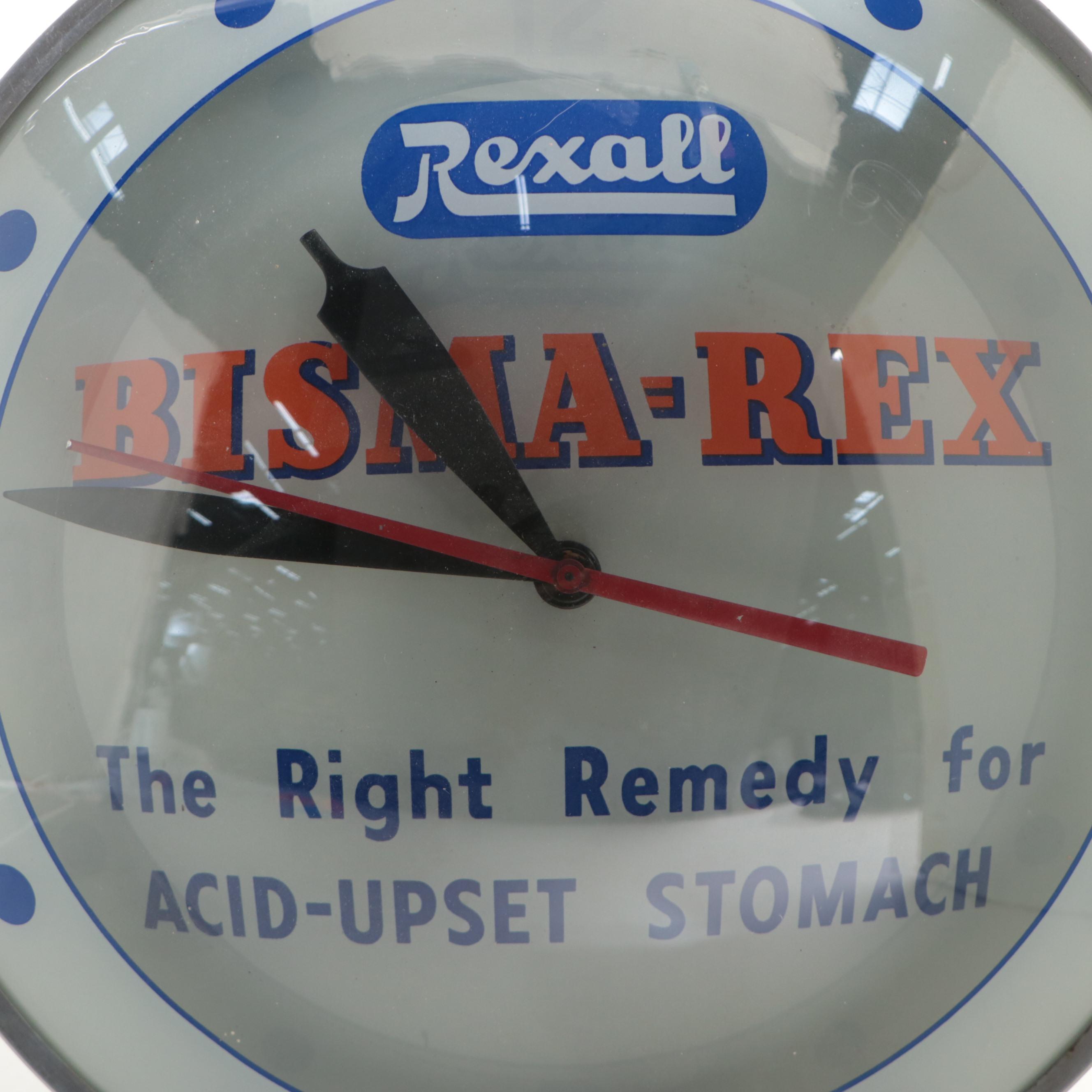 Rexall Bisma-Rex Advertising Double Bubble Advertising Clock, Mid-20th Century