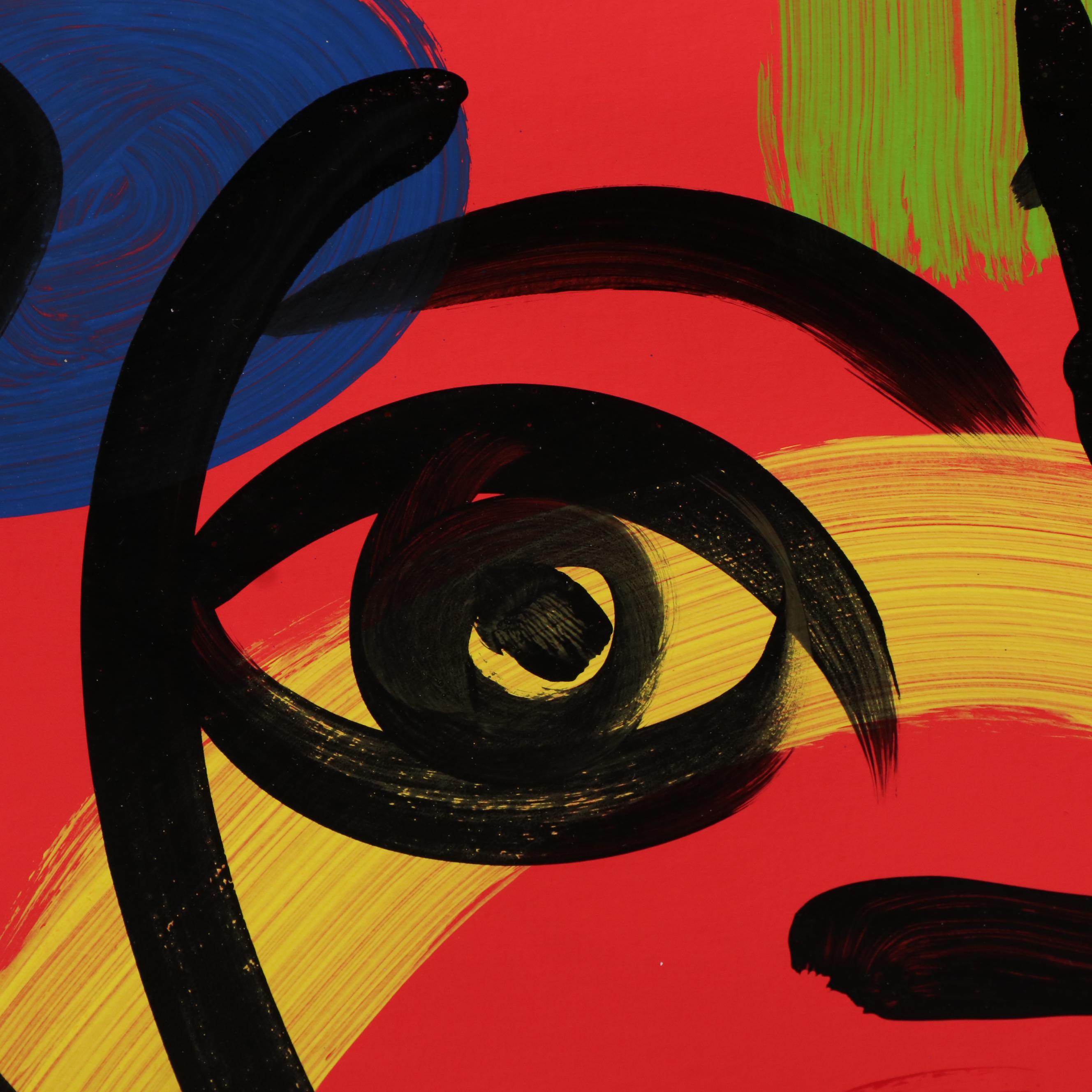 Peter Keil Abstract Acrylic Portrait Painting, Late 20th Century