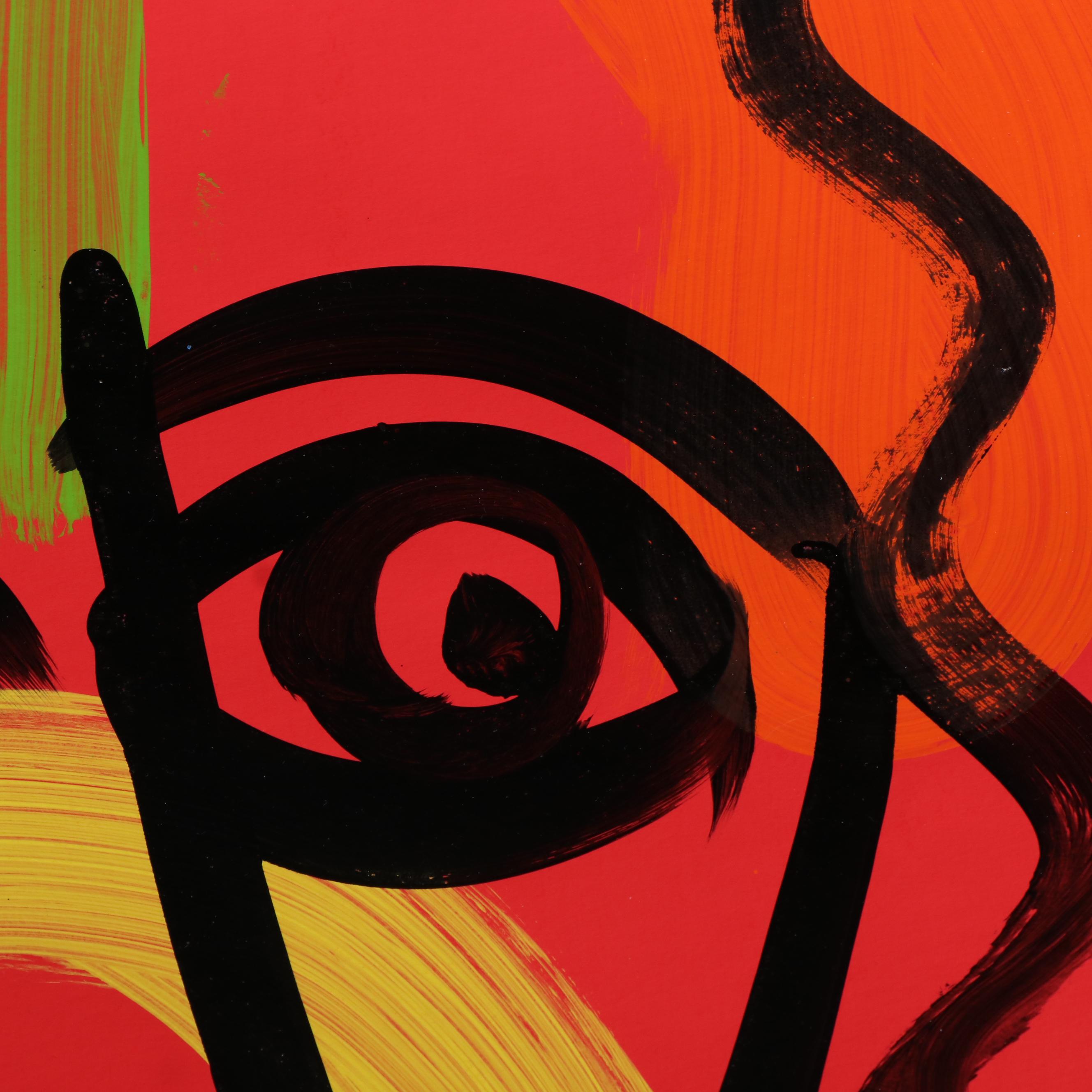 Peter Keil Abstract Acrylic Portrait Painting, Late 20th Century