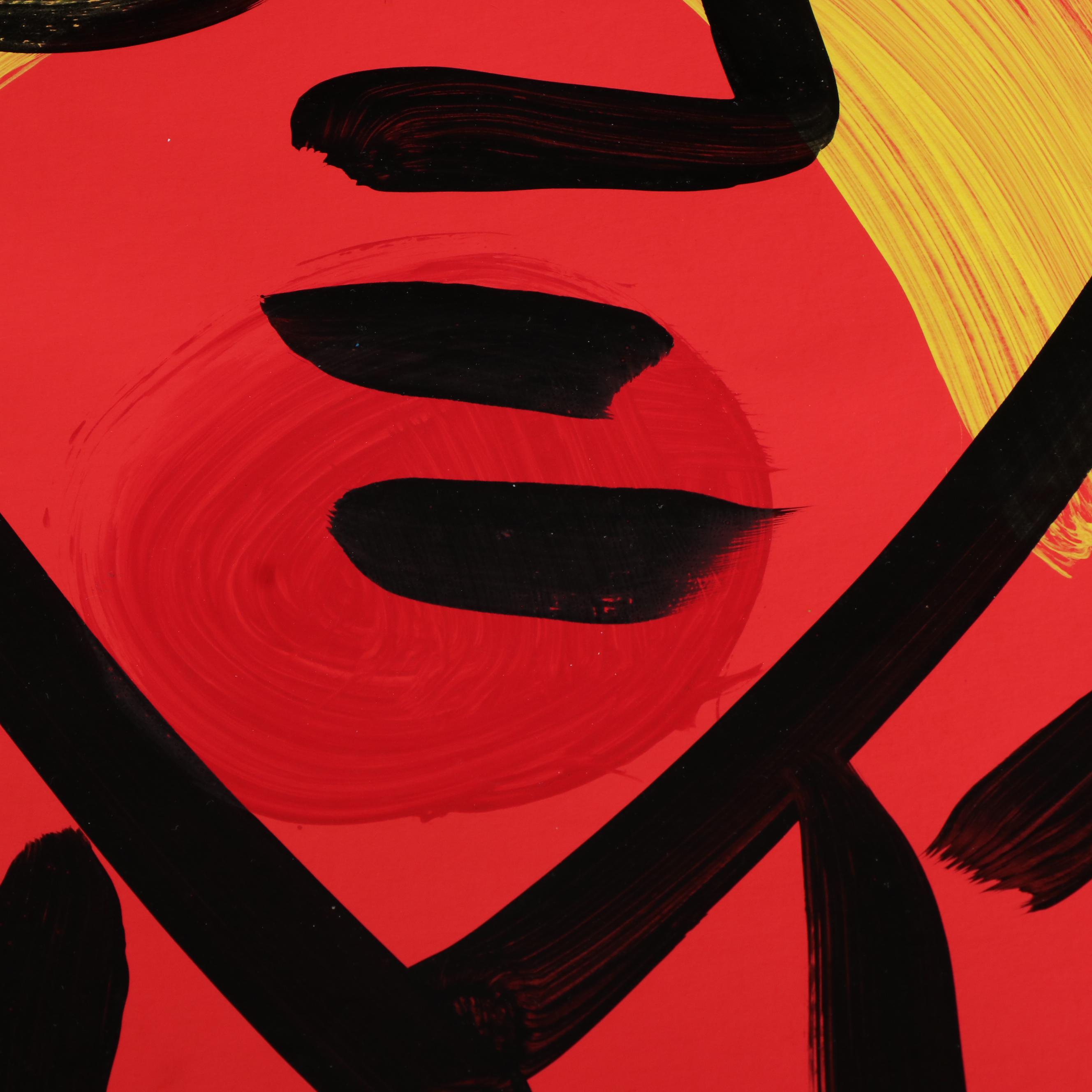 Peter Keil Abstract Acrylic Portrait Painting, Late 20th Century