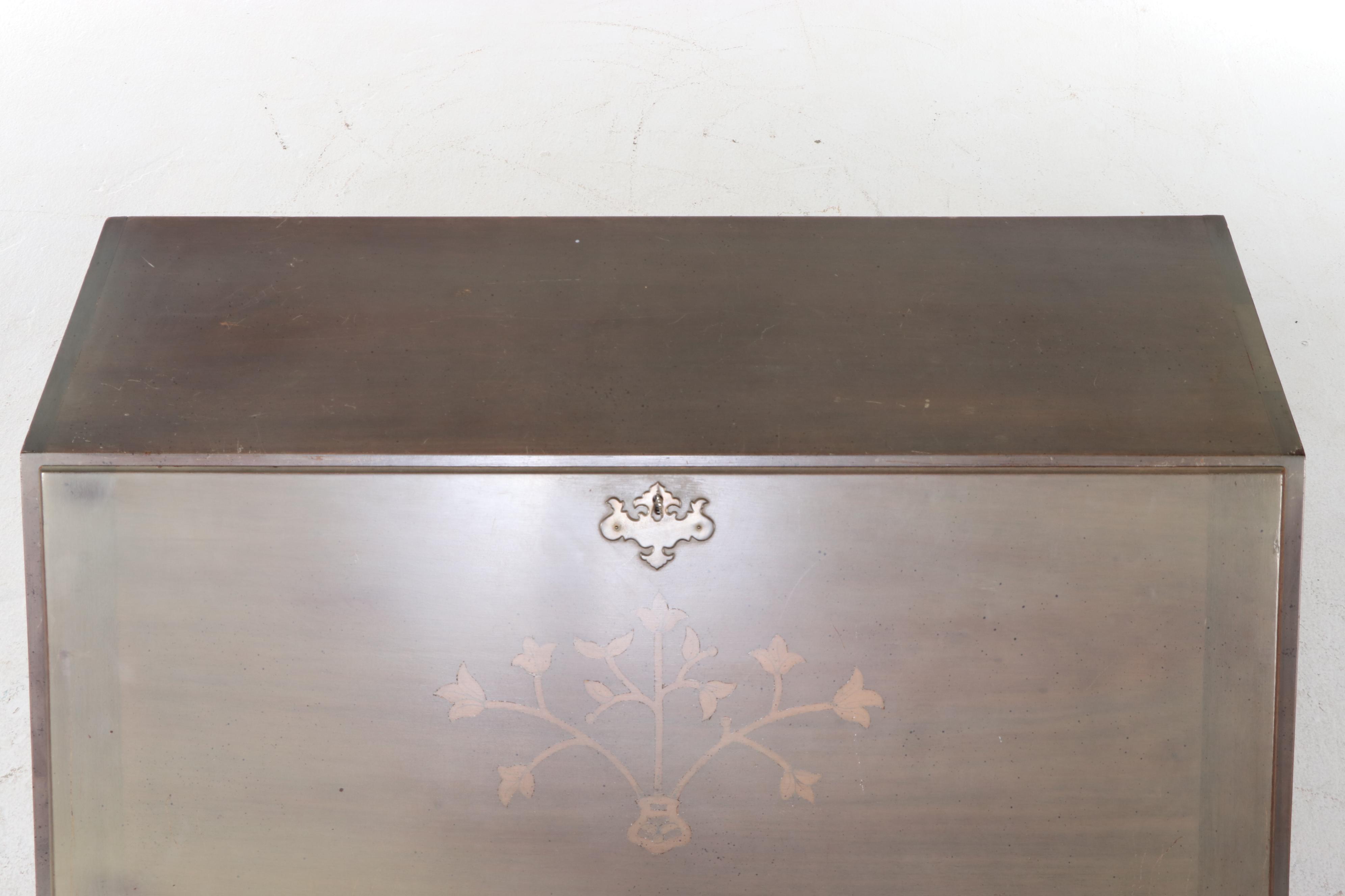 Colonial Mfg. Co. "Edison Institute" Mahogany and Marquetry Slant-Front Desk