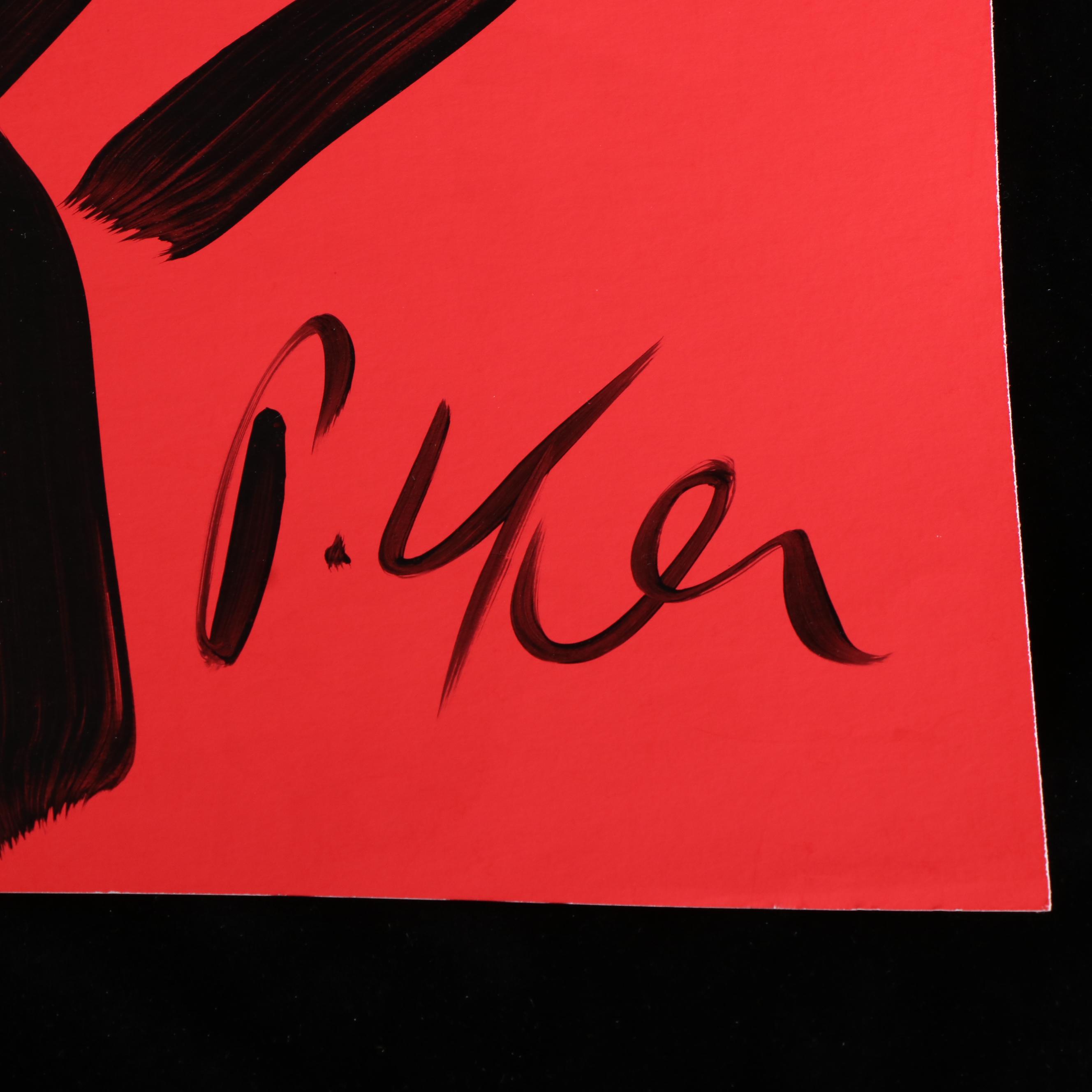 Peter Keil Abstract Acrylic Portrait Painting, Late 20th Century