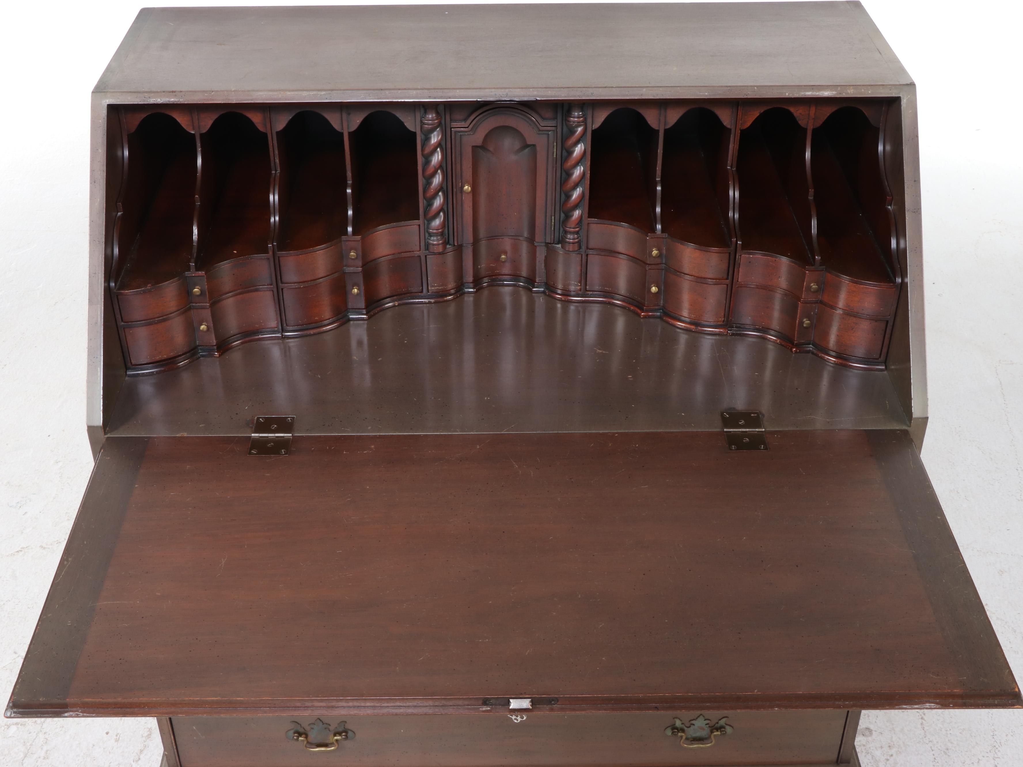 Colonial Mfg. Co. "Edison Institute" Mahogany and Marquetry Slant-Front Desk