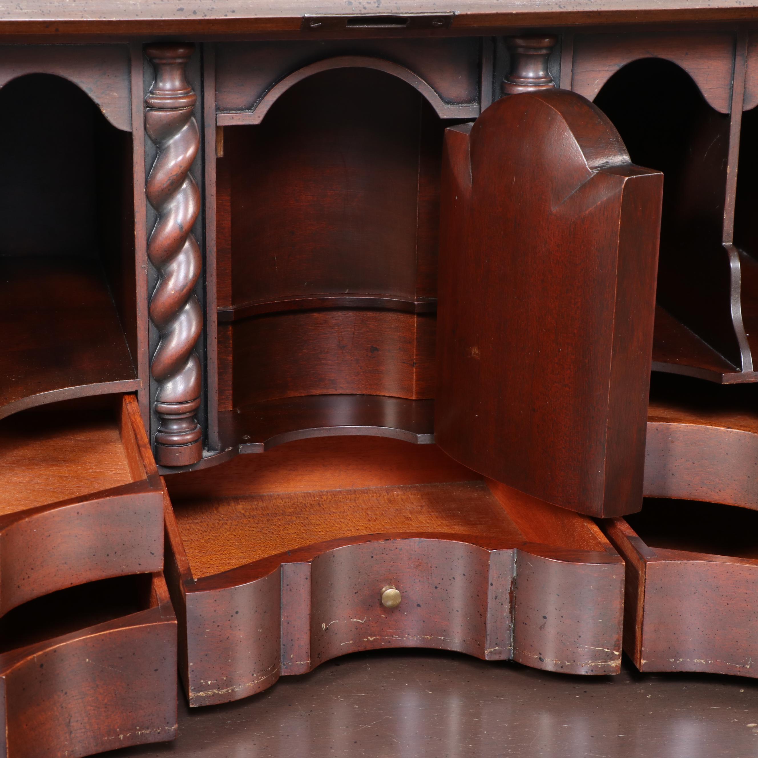 Colonial Mfg. Co. "Edison Institute" Mahogany and Marquetry Slant-Front Desk
