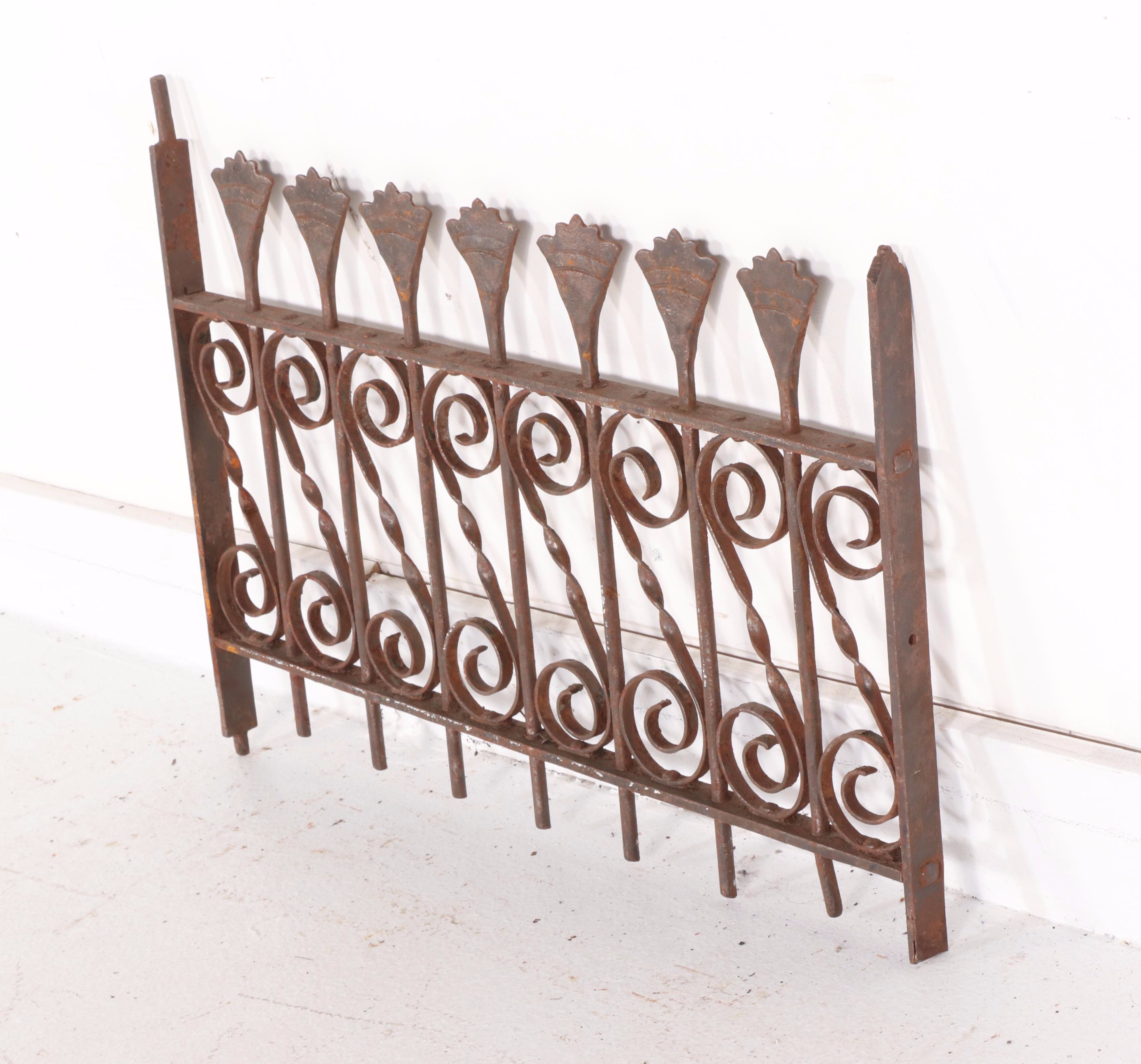 Late Victorian Hand-Forged Wrought Iron Fence Panel