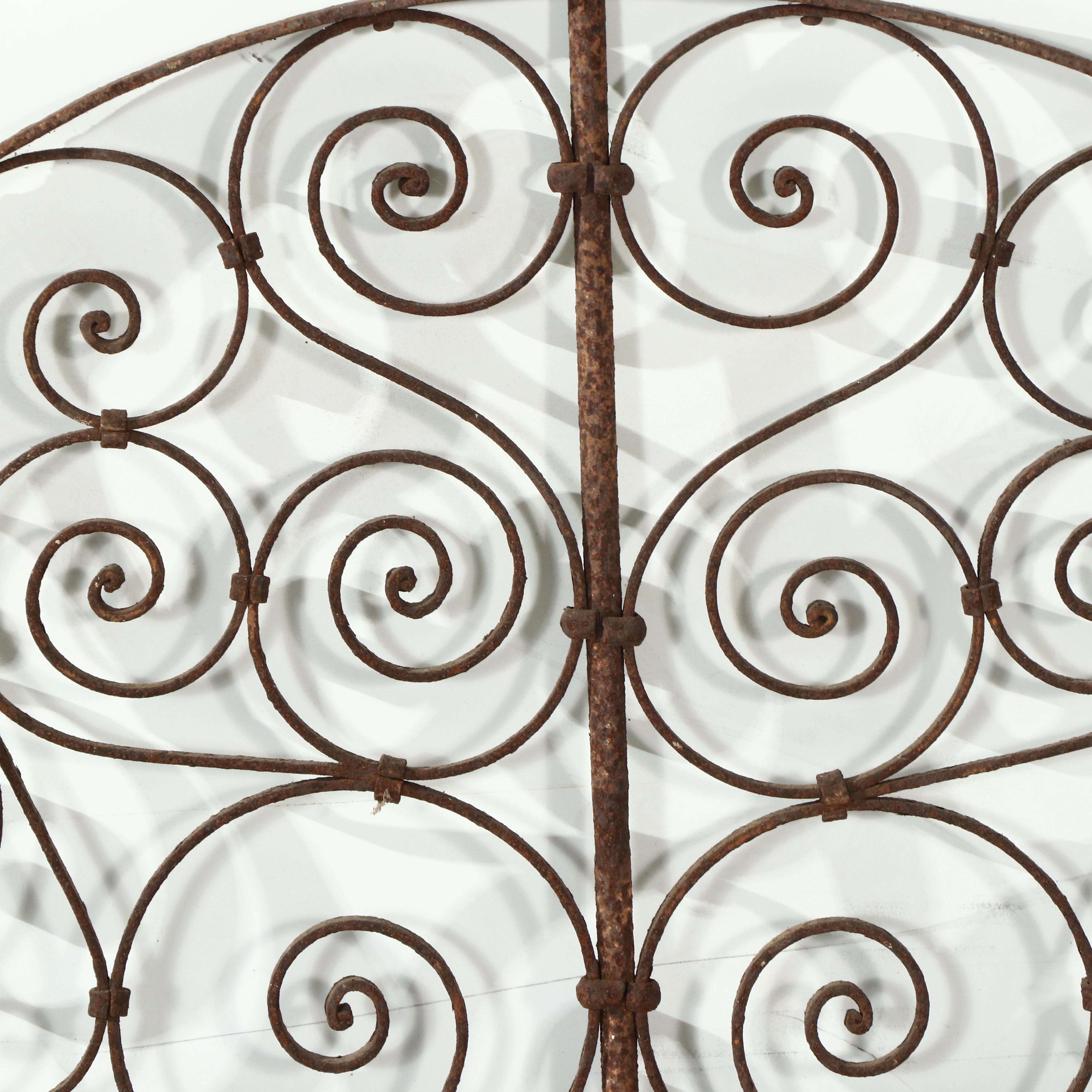 Two Late Victorian Hand-Forged Wrought Iron Transom or Arch Grills