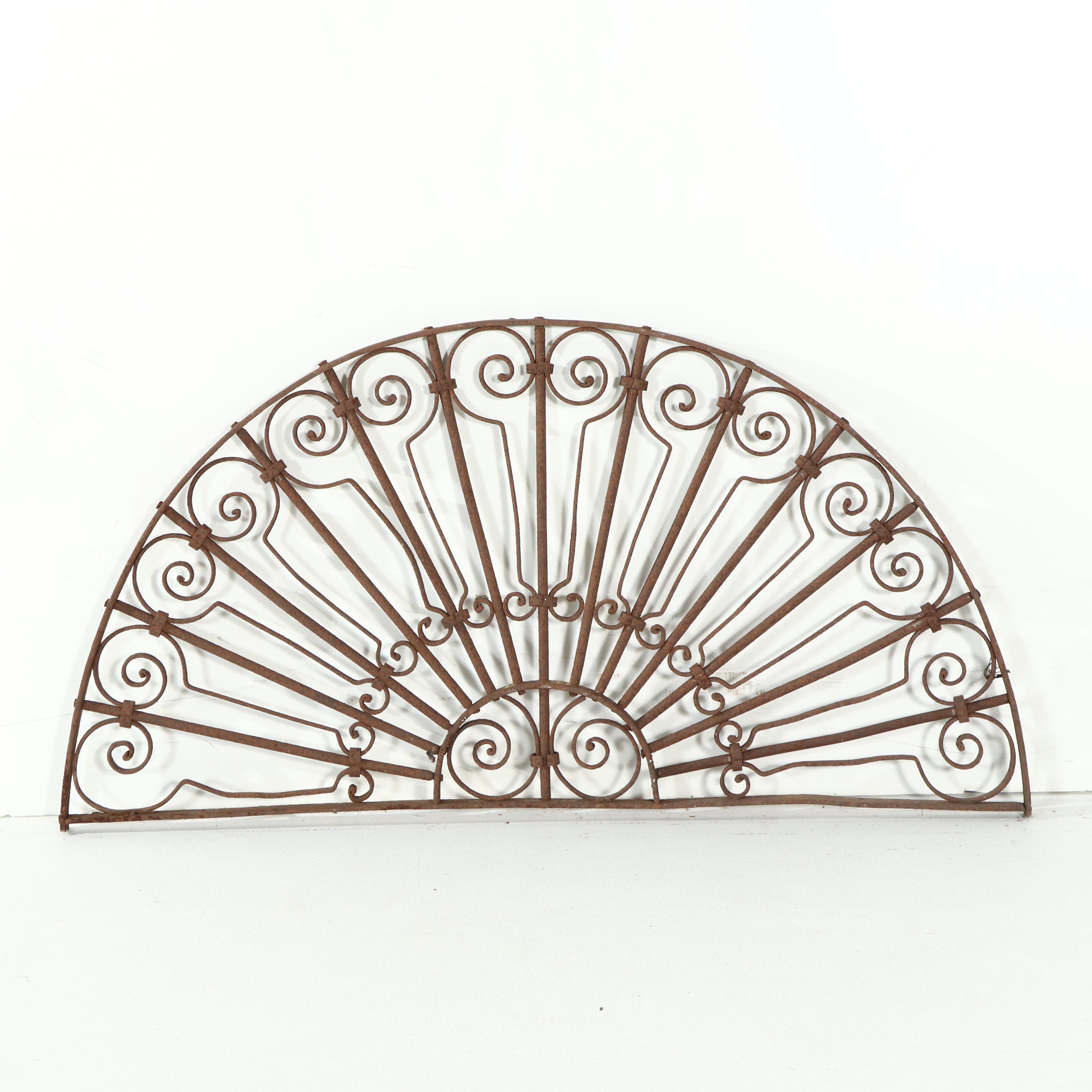 Two Late Victorian Hand-Forged Wrought Iron Transom or Arch Grills