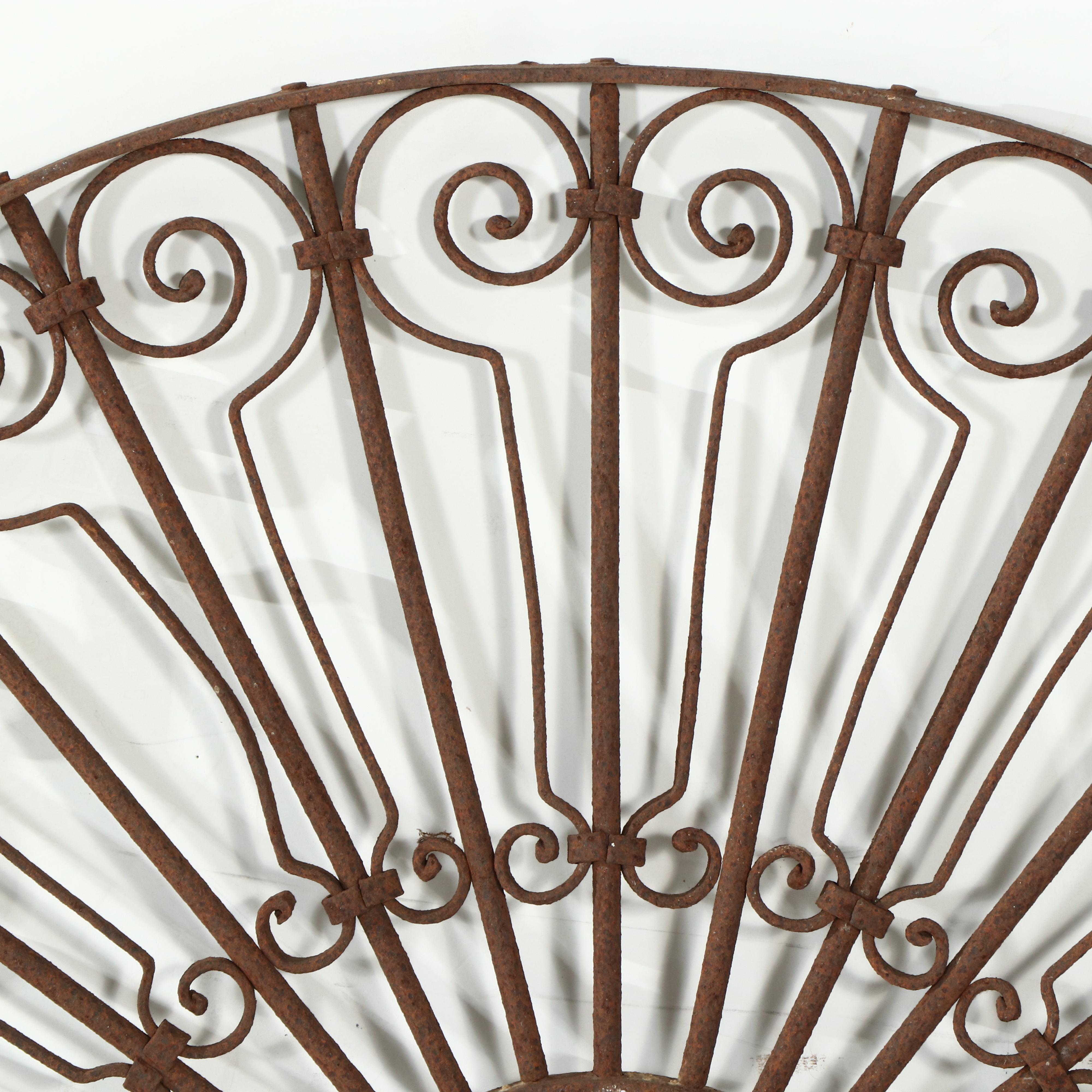 Two Late Victorian Hand-Forged Wrought Iron Transom or Arch Grills