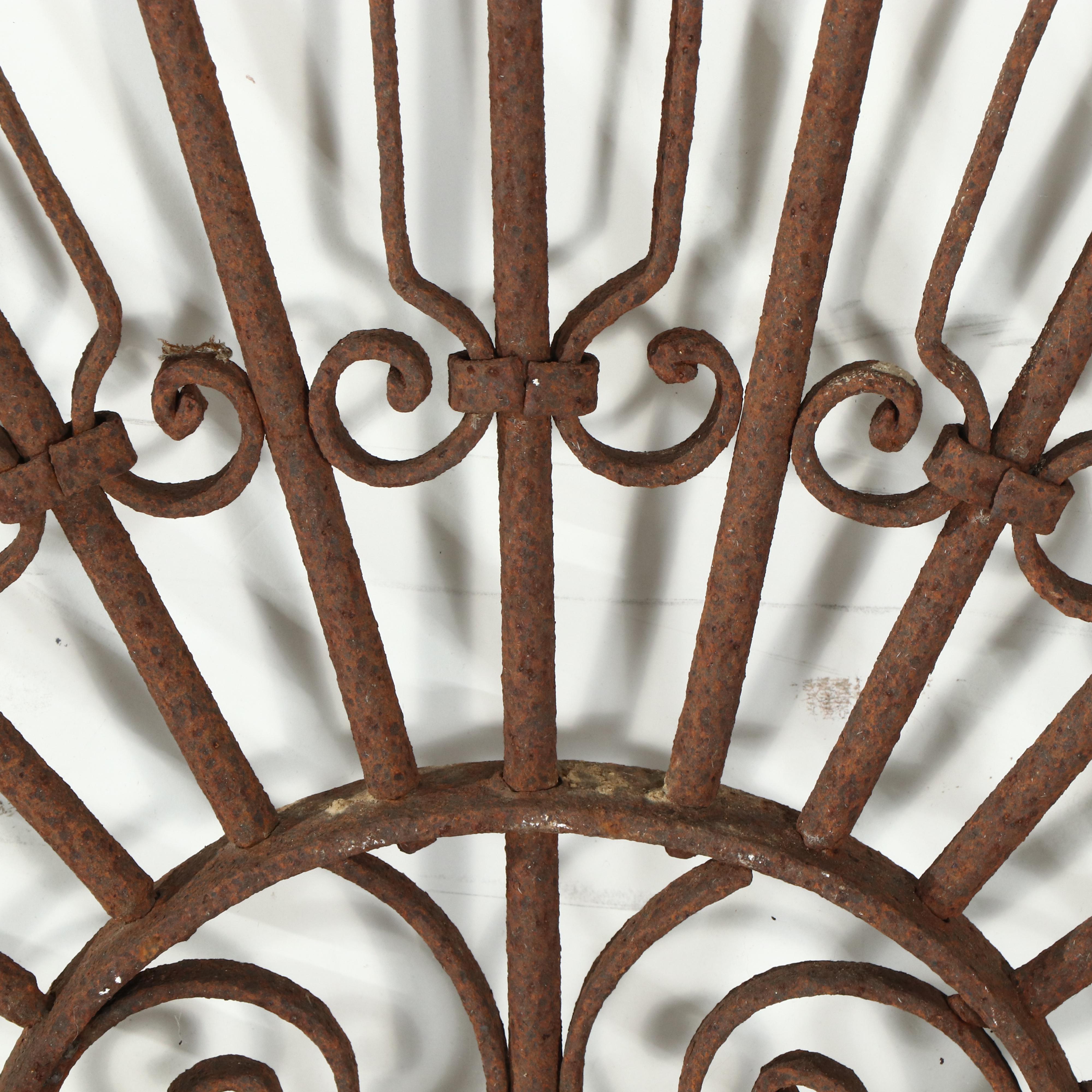 Two Late Victorian Hand-Forged Wrought Iron Transom or Arch Grills