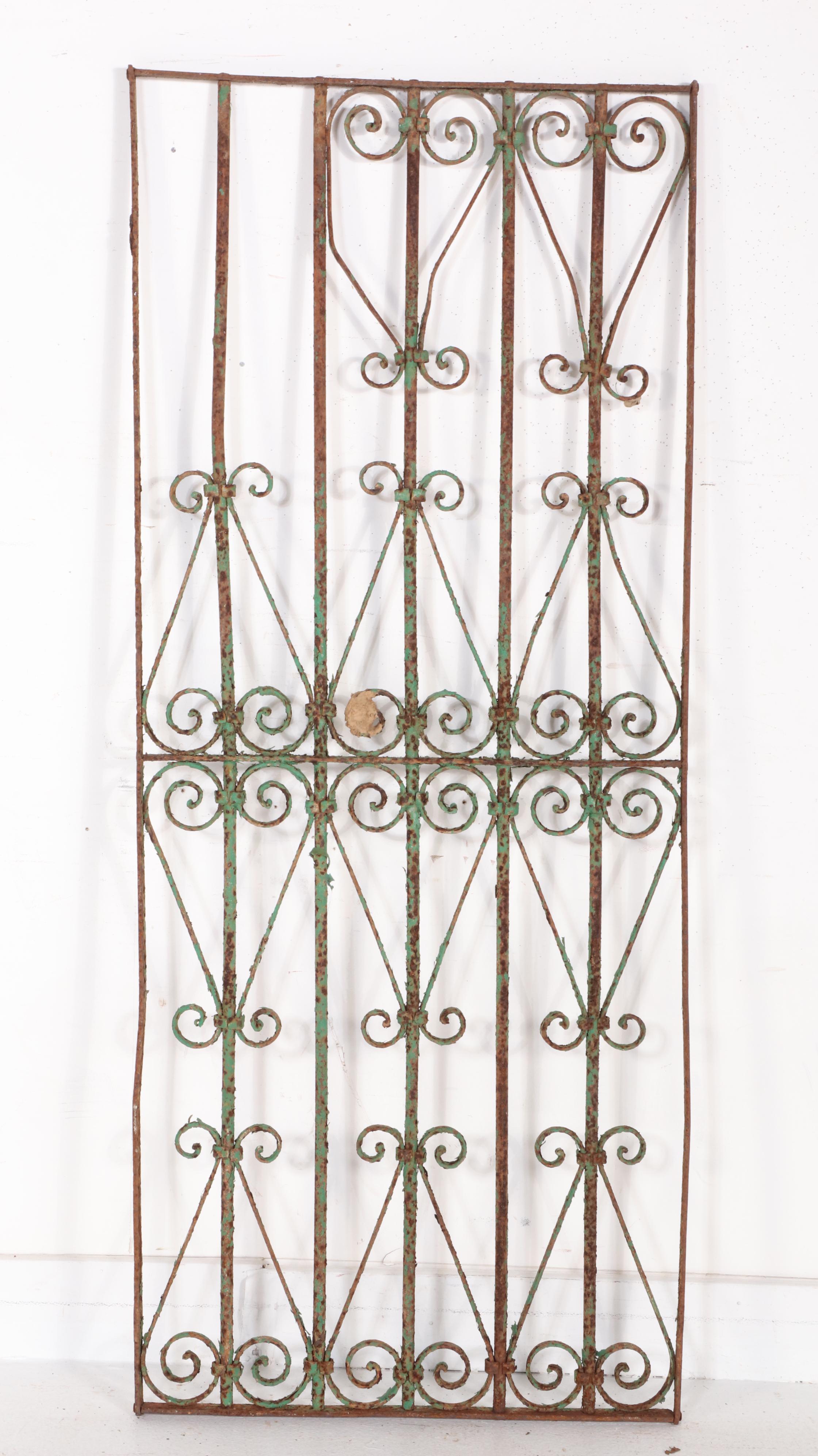 Late Victorian Hand-Forged Wrought Iron Door Grille