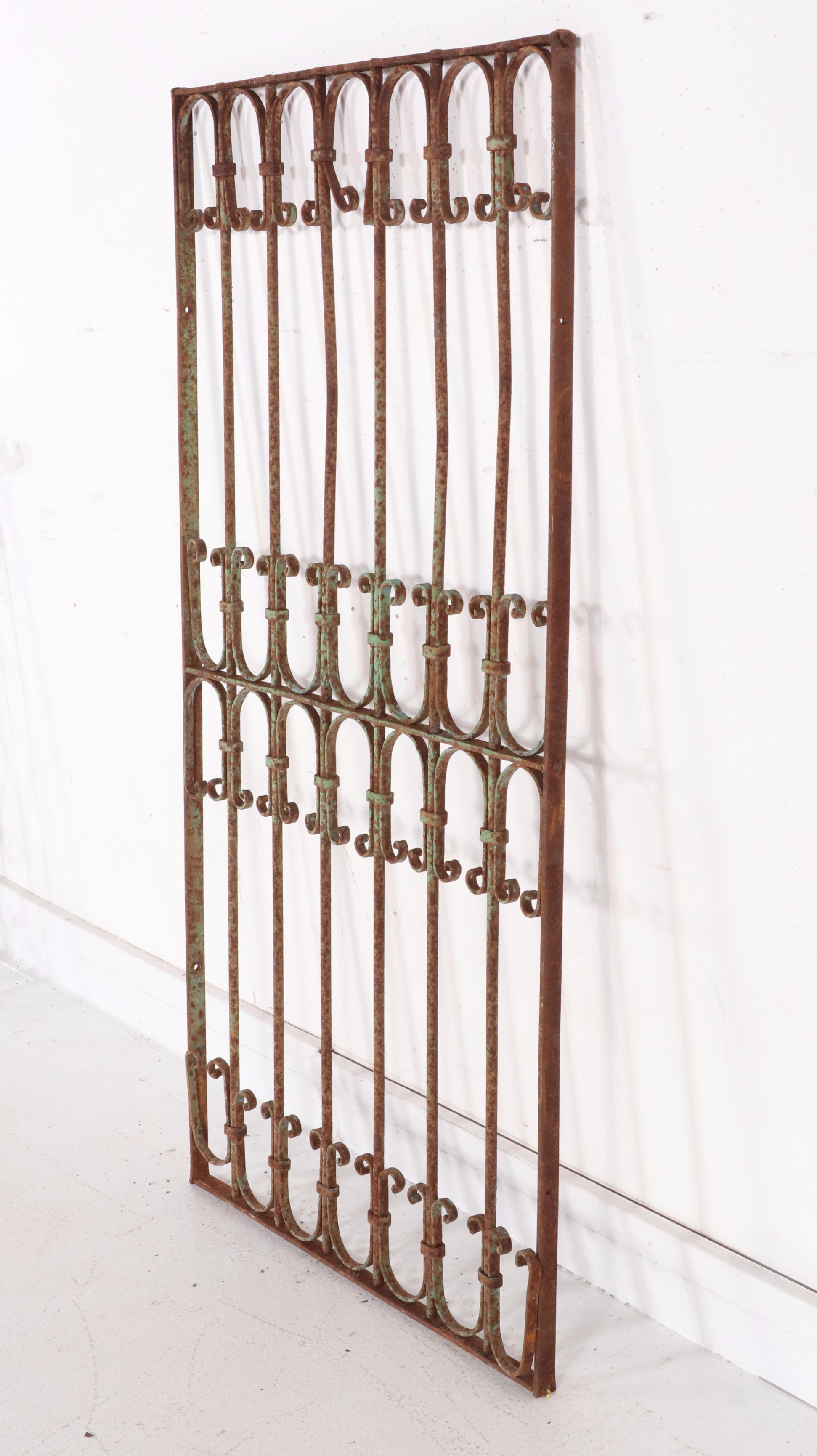 Late Victorian Hand-Forged Wrought Iron Door Grille