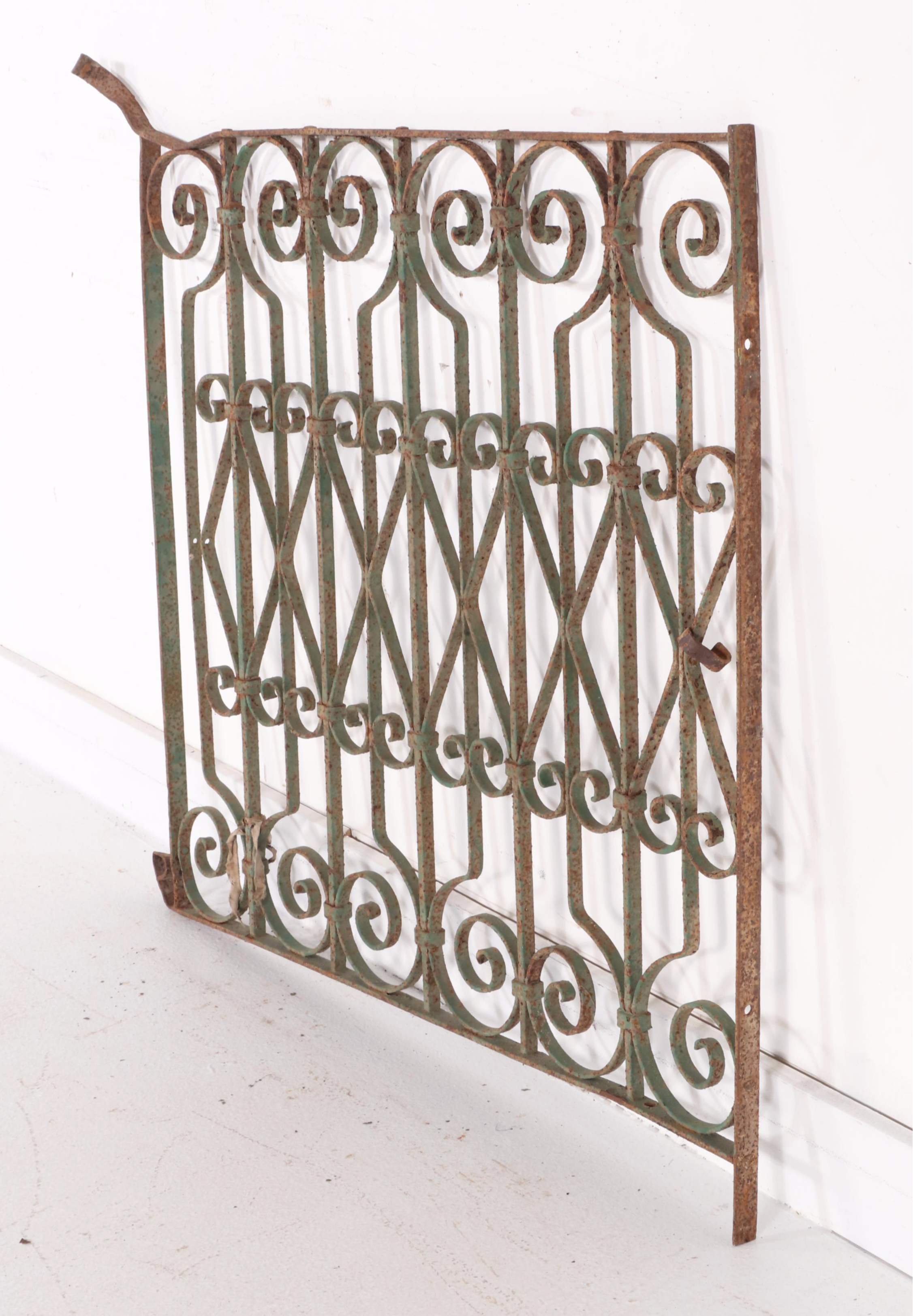 Late Victorian Hand-Forged Wrought Iron Door Grille