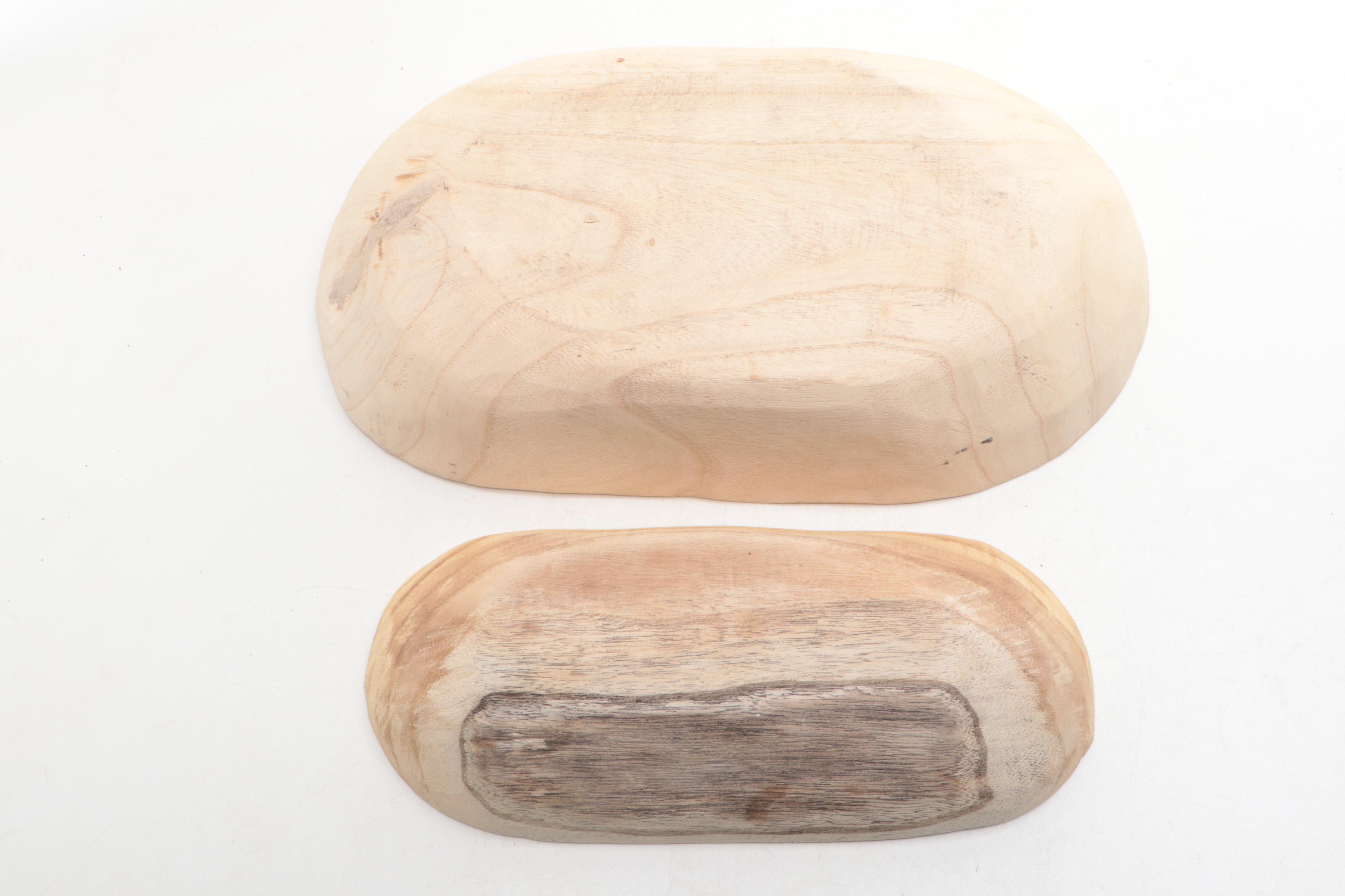 Wooden Oval Dough Bowls with Mixing Bowl, Rolling Pin and Forks