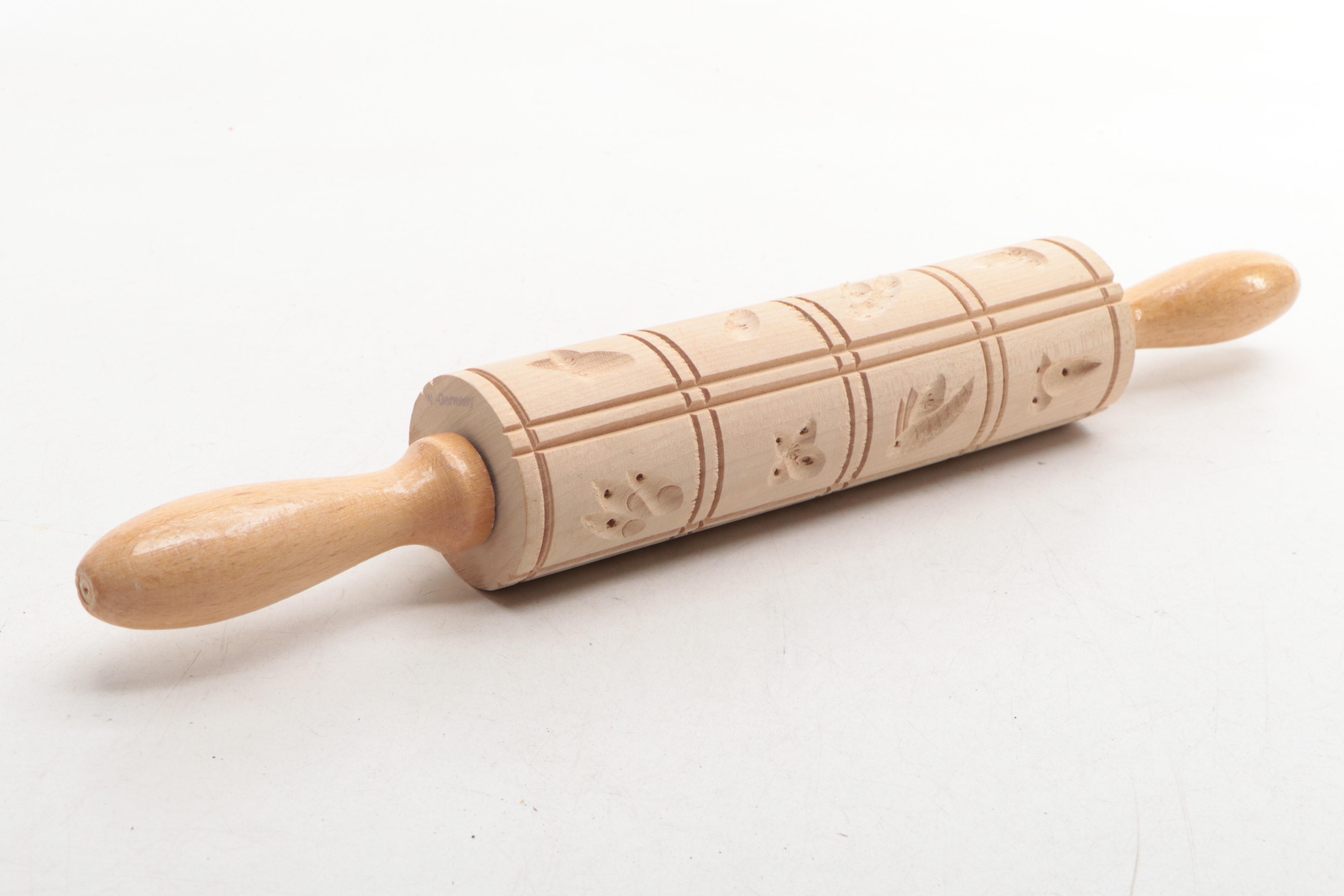 Wooden Oval Dough Bowls with Mixing Bowl, Rolling Pin and Forks