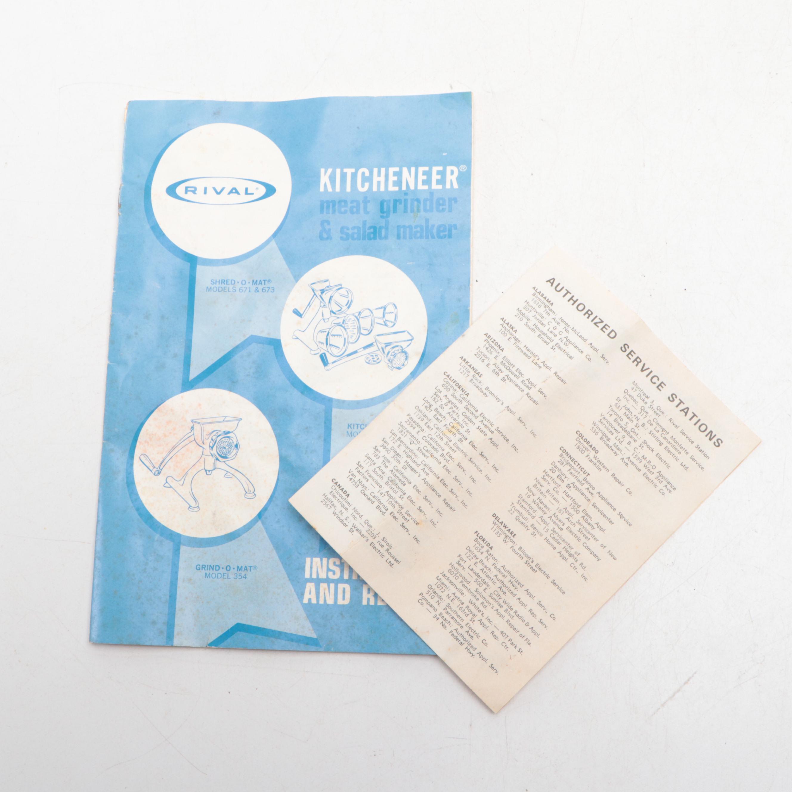 Rival Kitcheneer Shred-o-Mat Meat Grinder and Salad Maker with Coffee Grinder