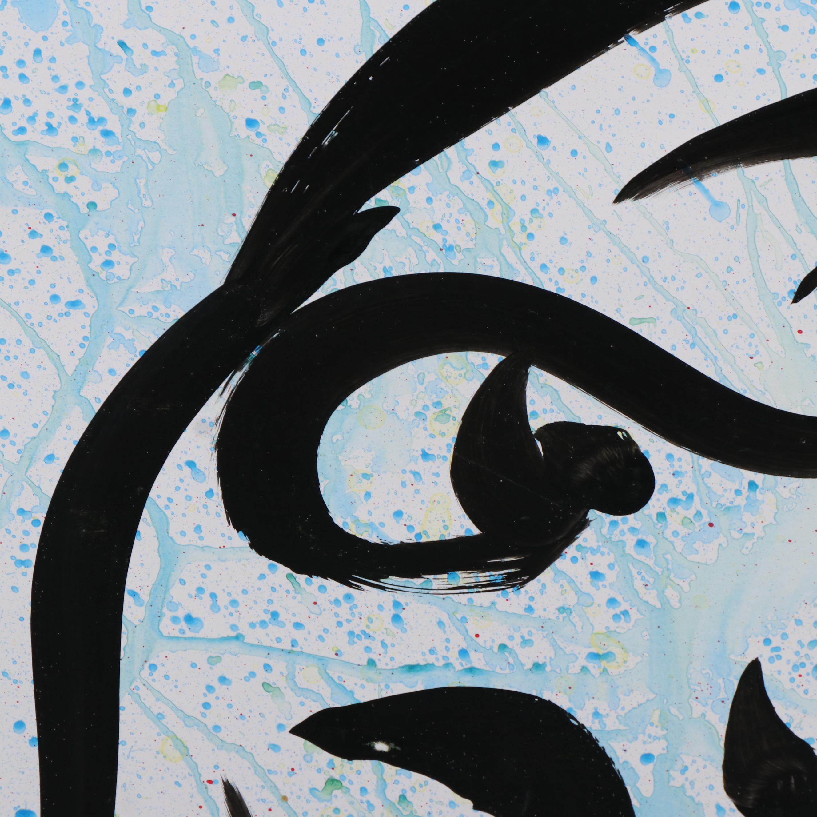 Peter Keil Abstract Acrylic Portrait Painting, Late 20th Century