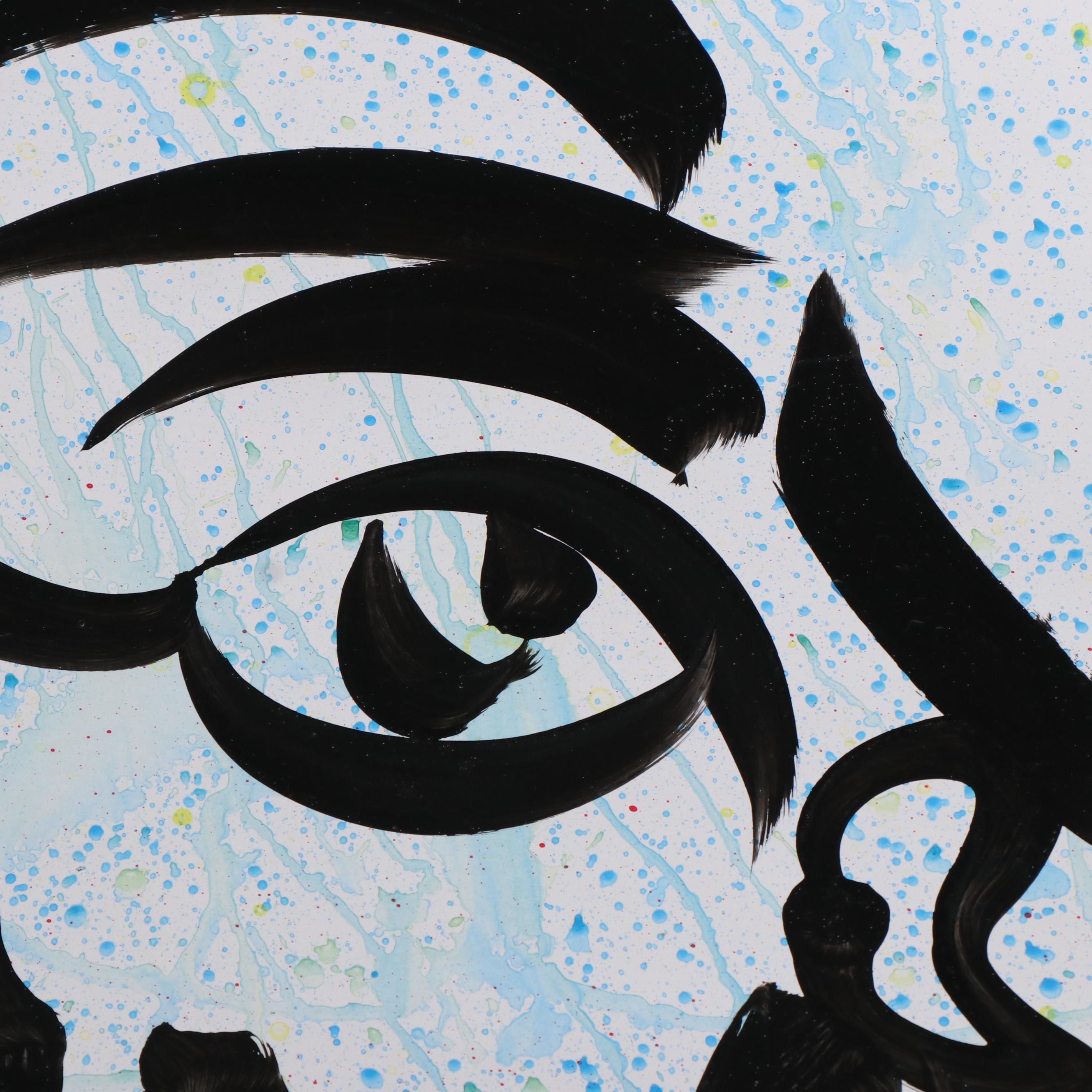 Peter Keil Abstract Acrylic Portrait Painting, Late 20th Century