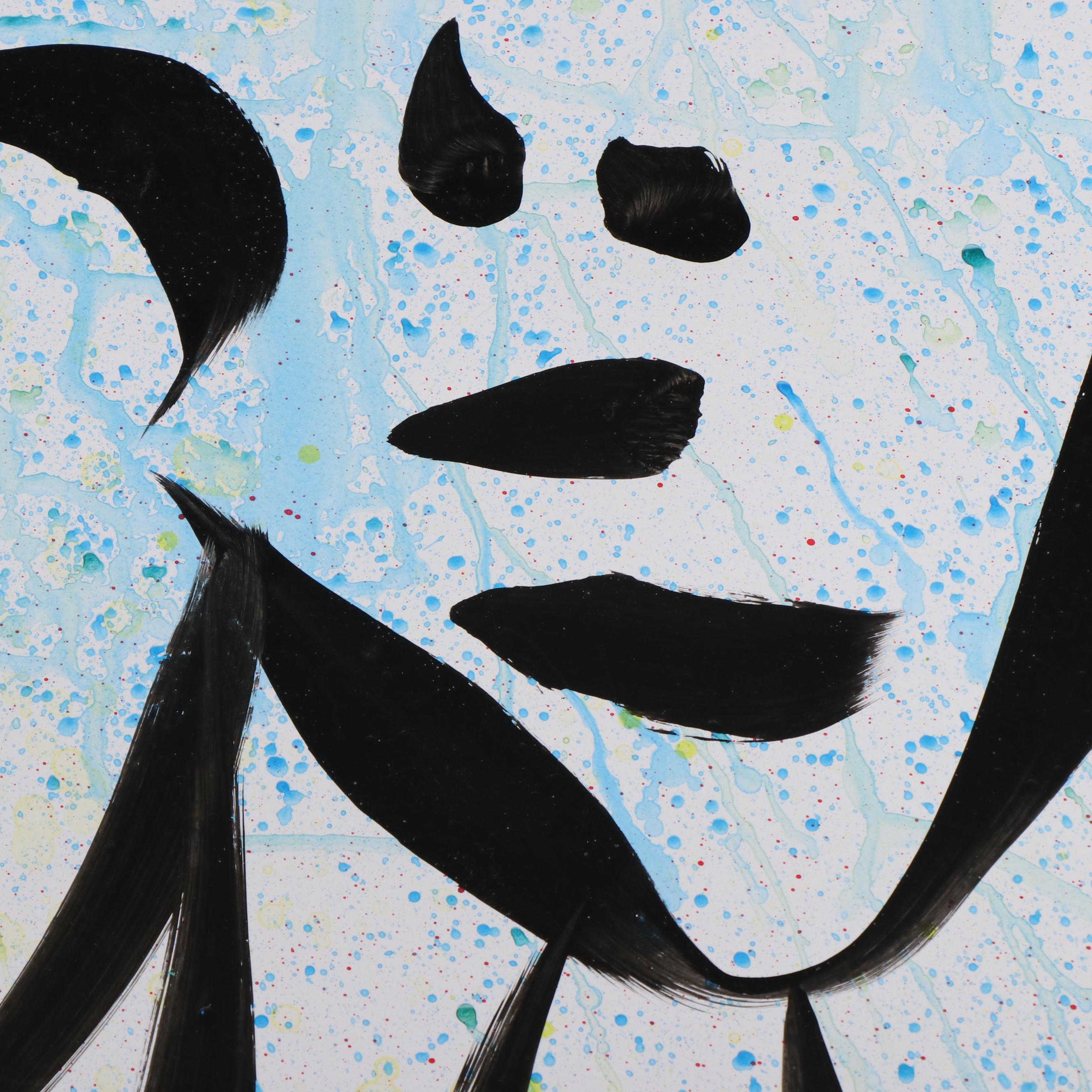 Peter Keil Abstract Acrylic Portrait Painting, Late 20th Century