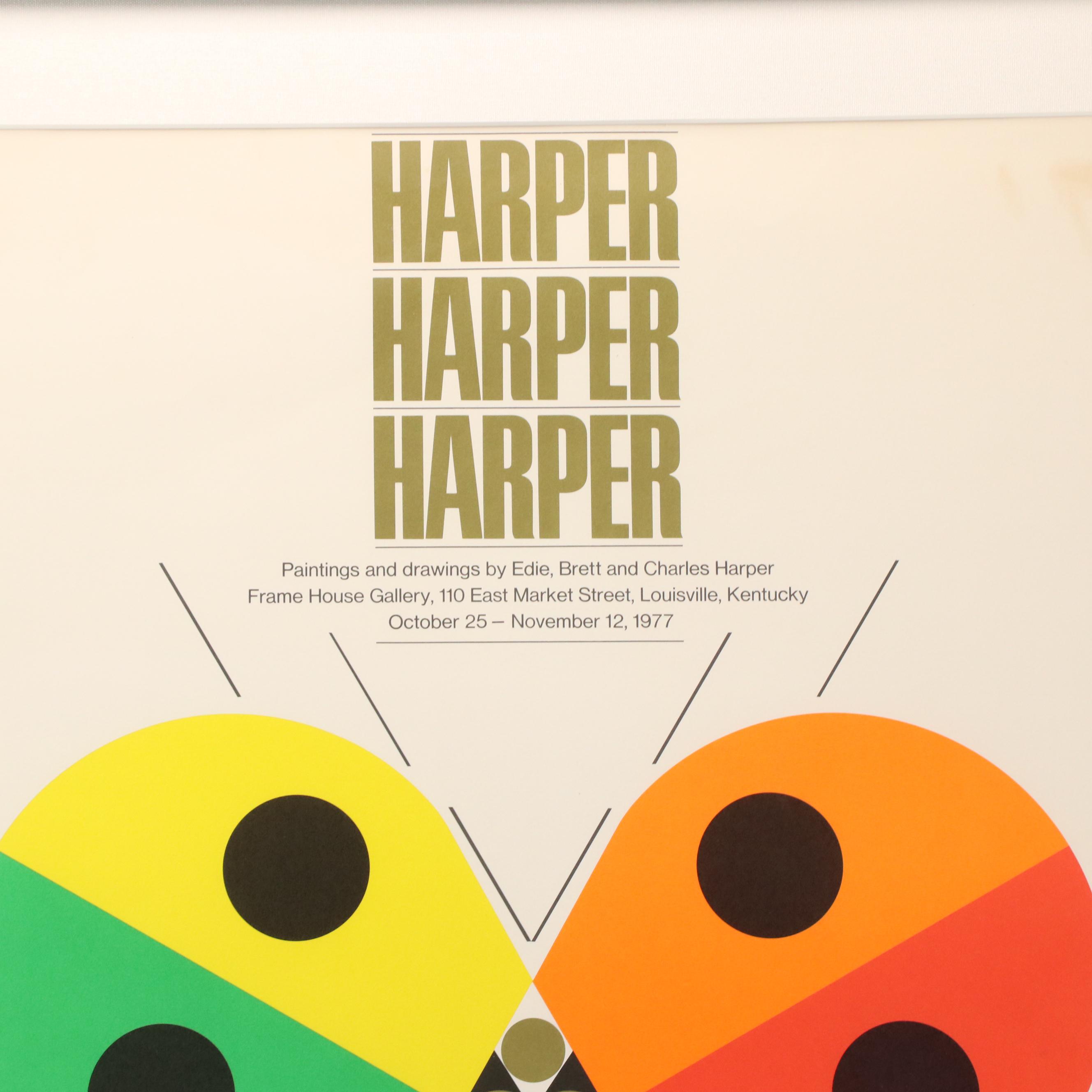Charley Harper Lithograph Exhibition Poster "Harper, Harper, Harper," 1977