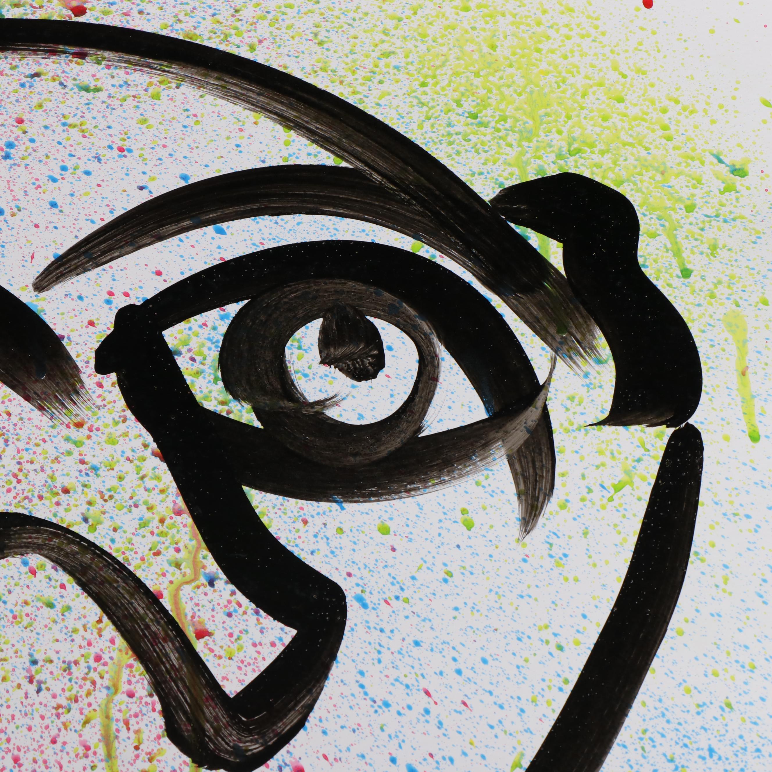 Peter Keil Abstract Acrylic Portrait Painting, Late 20th Century