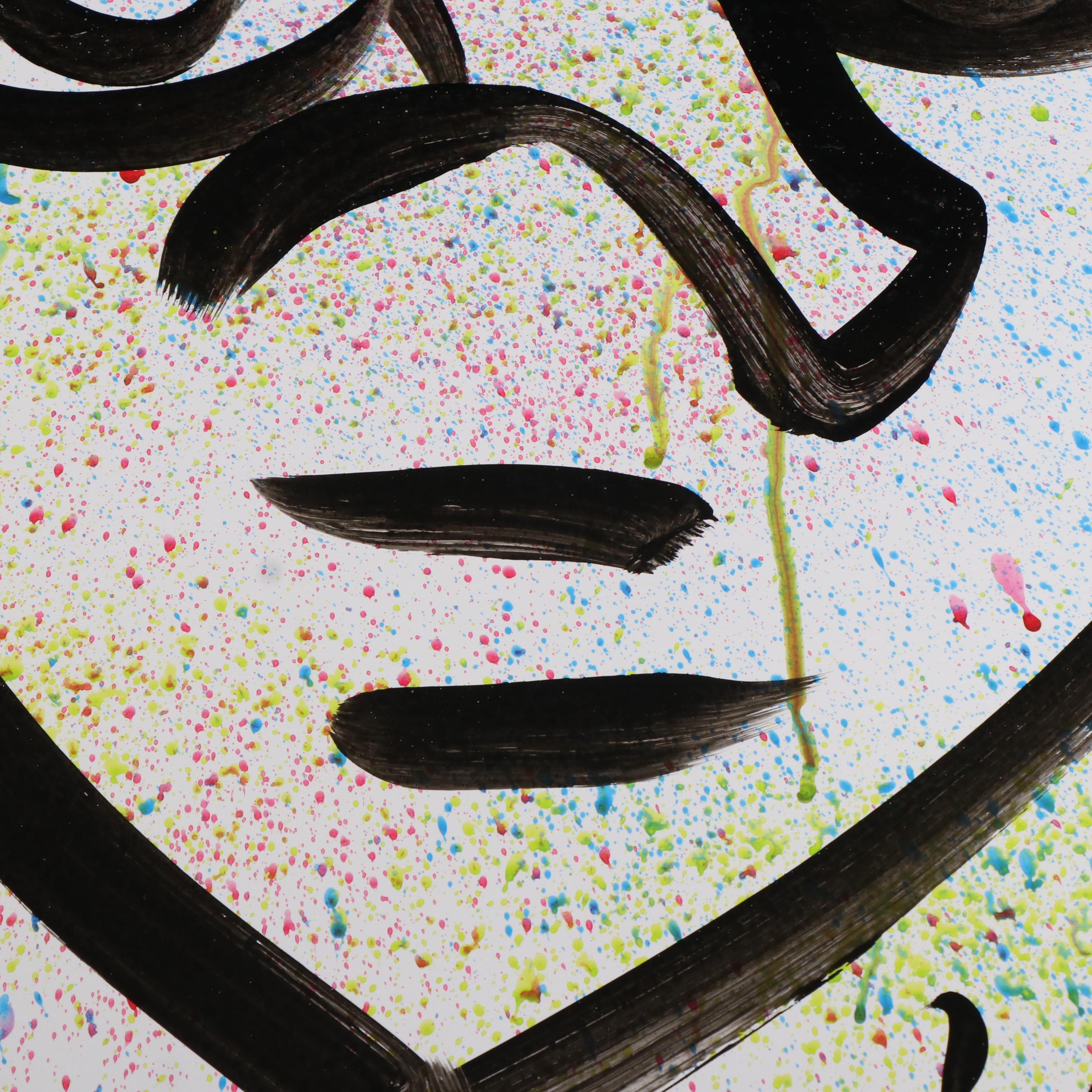 Peter Keil Abstract Acrylic Portrait Painting, Late 20th Century