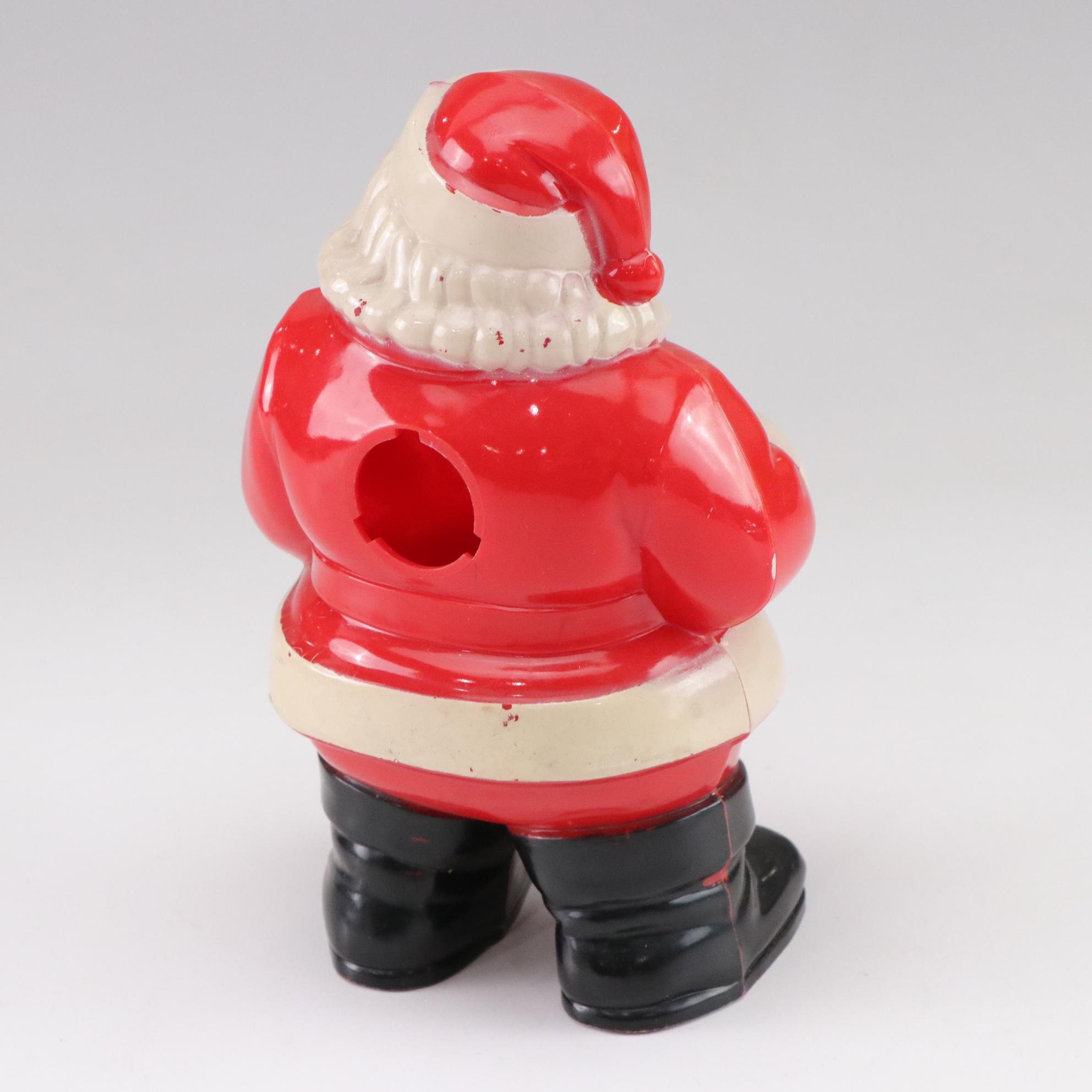 Tin Litho Mechanical and Plastic Santa Figurines, Mid to Late 20th Century