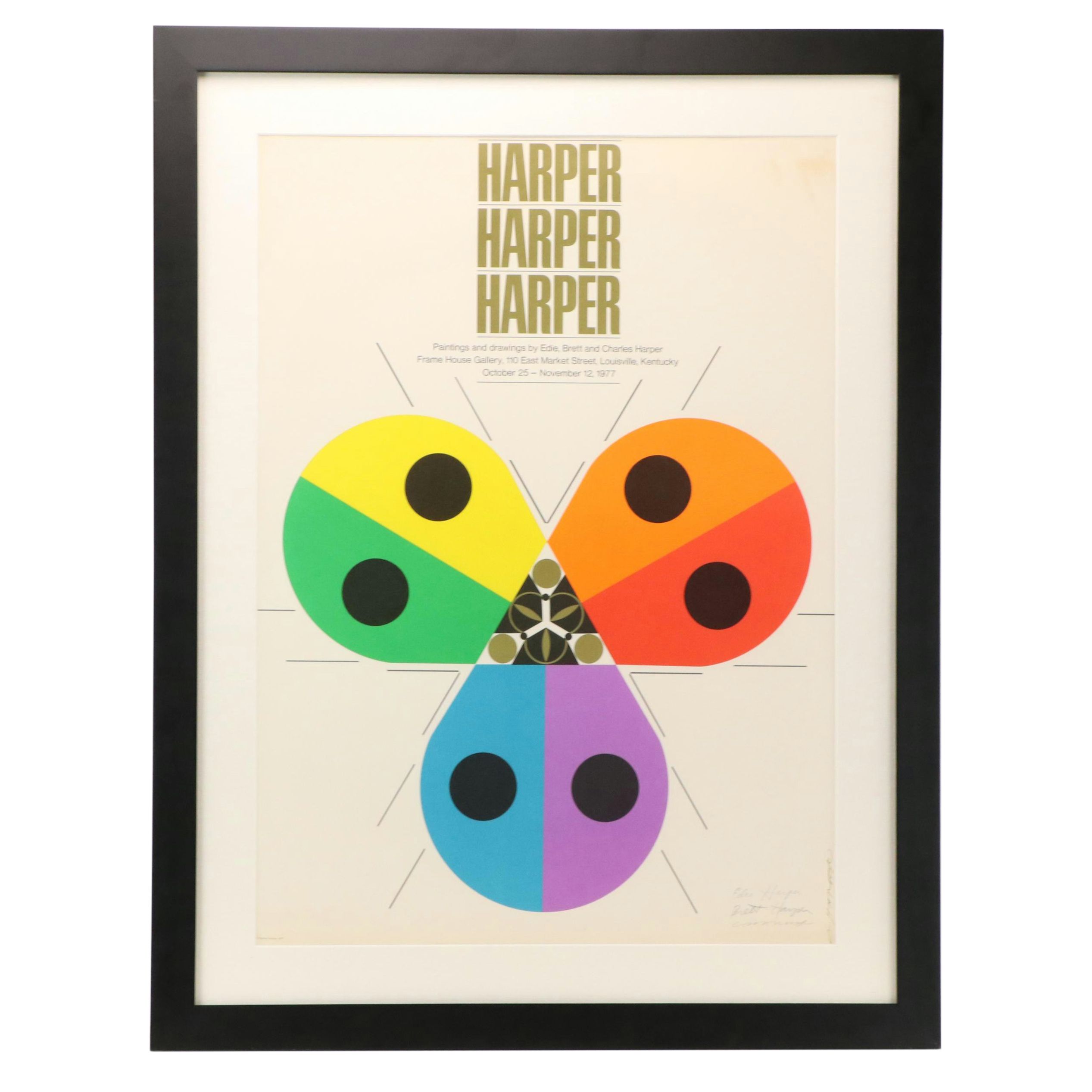Charley Harper Lithograph Exhibition Poster "Harper, Harper, Harper," 1977