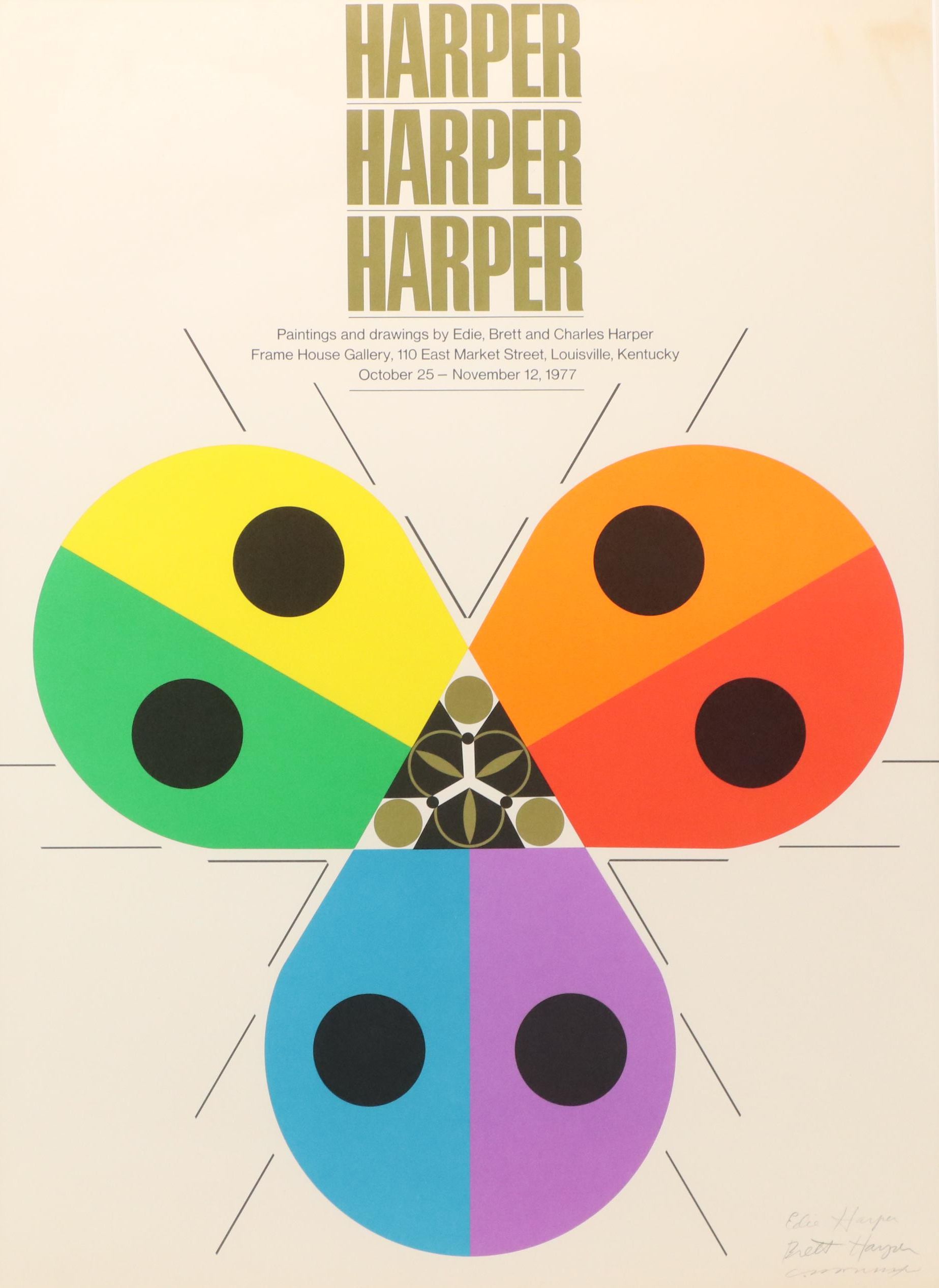 Charley Harper Lithograph Exhibition Poster "Harper, Harper, Harper," 1977