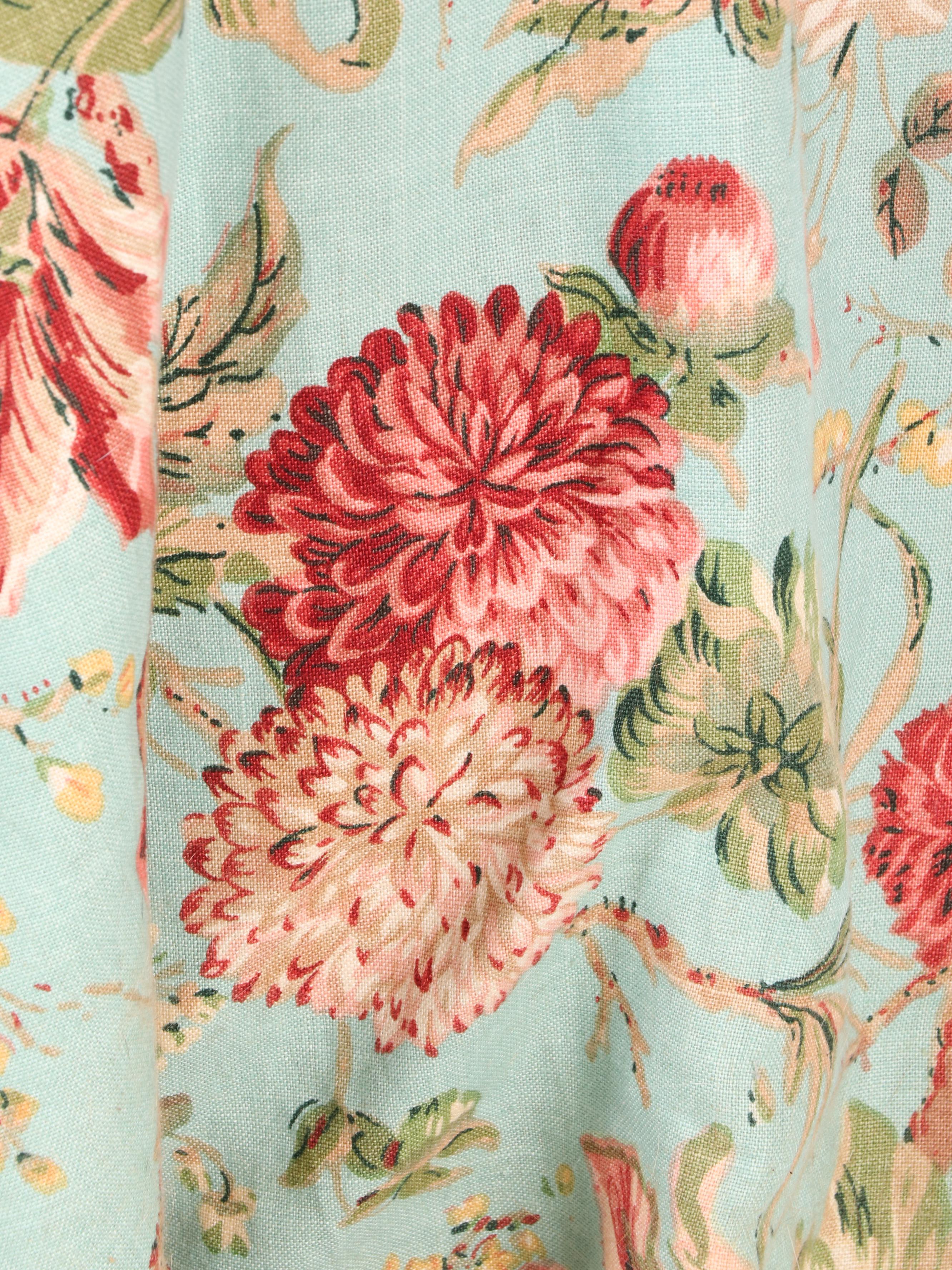 Glass-Topped Chintz Center Table