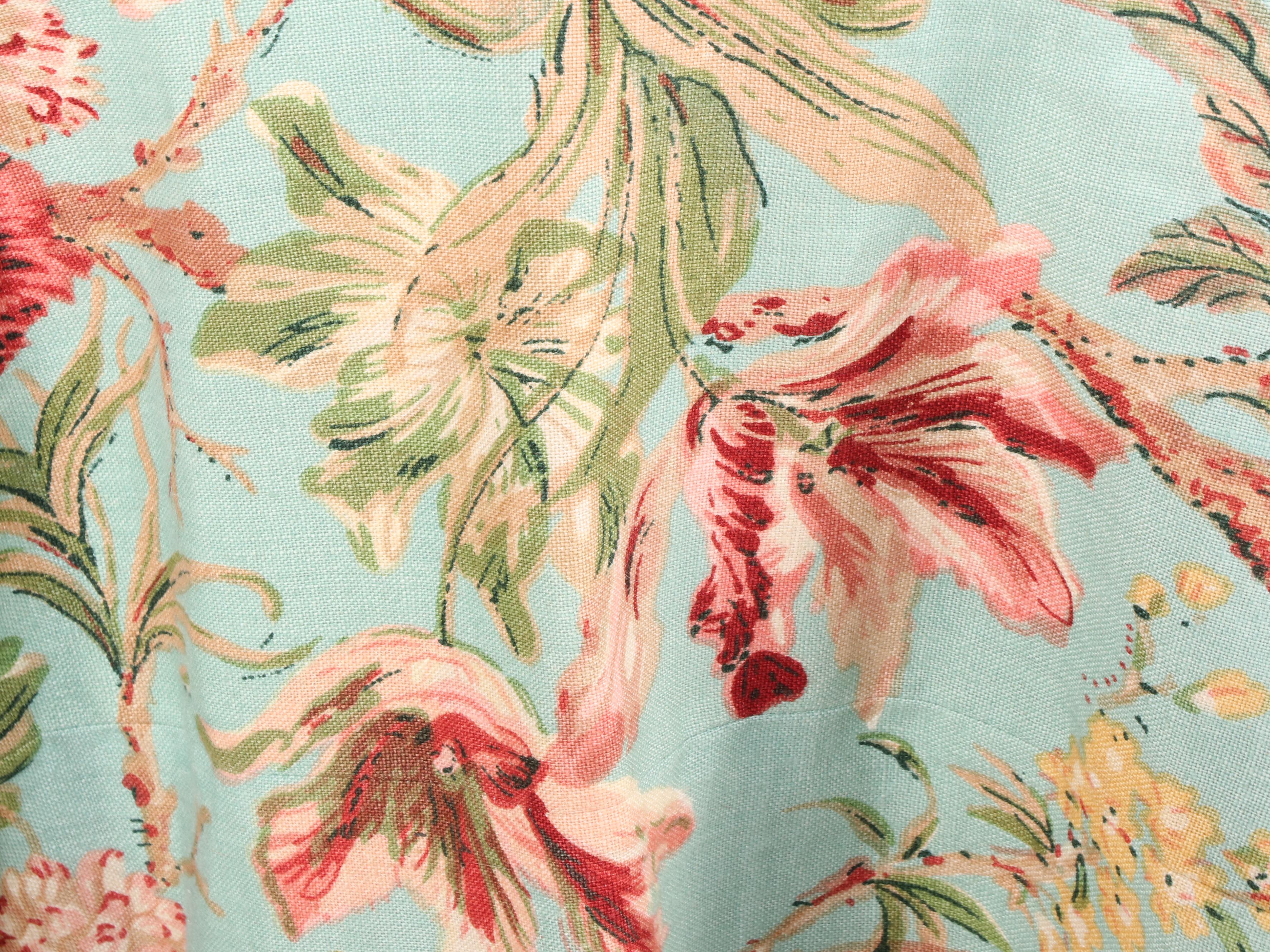 Glass-Topped Chintz Center Table