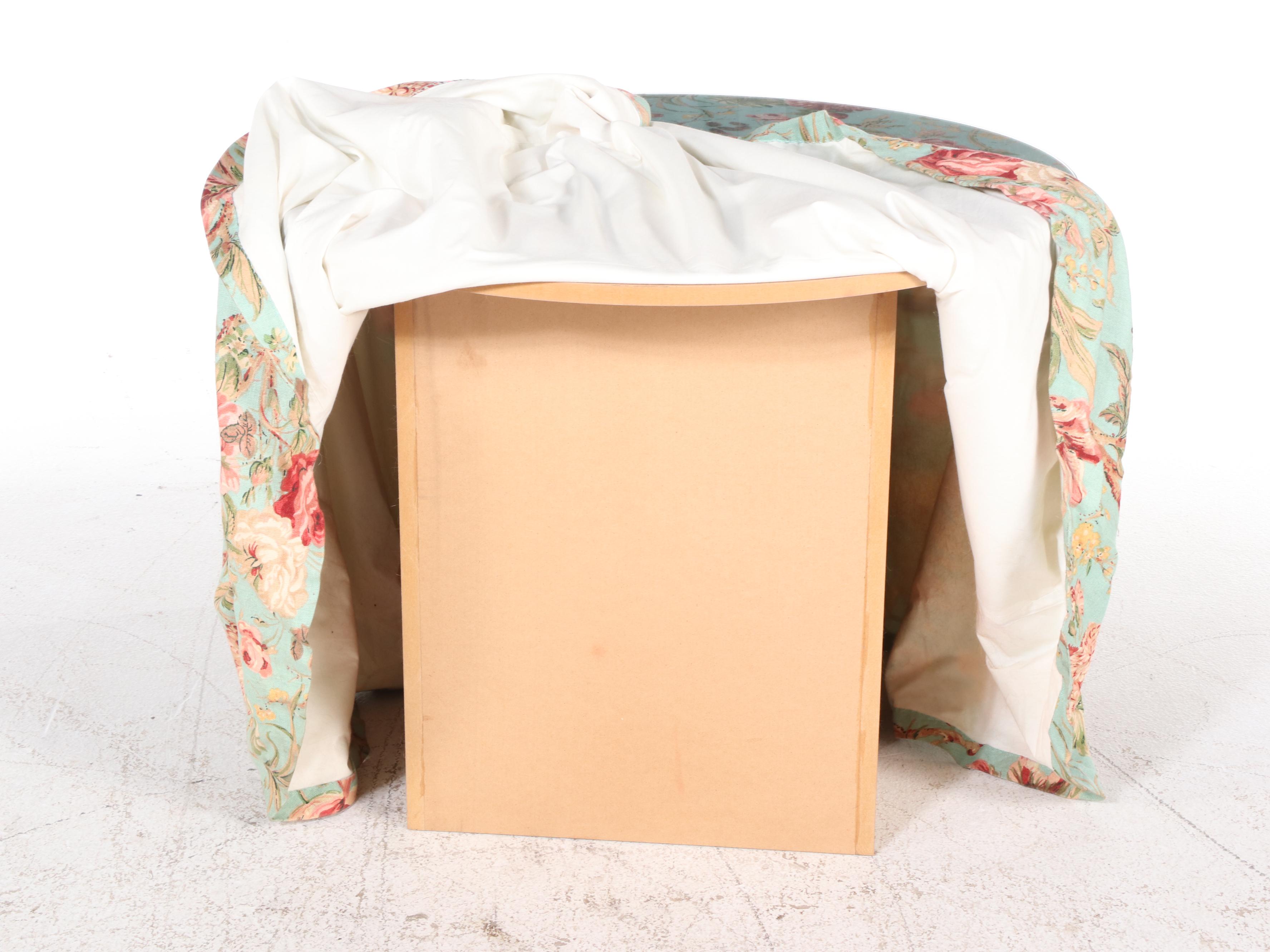 Glass-Topped Chintz Center Table