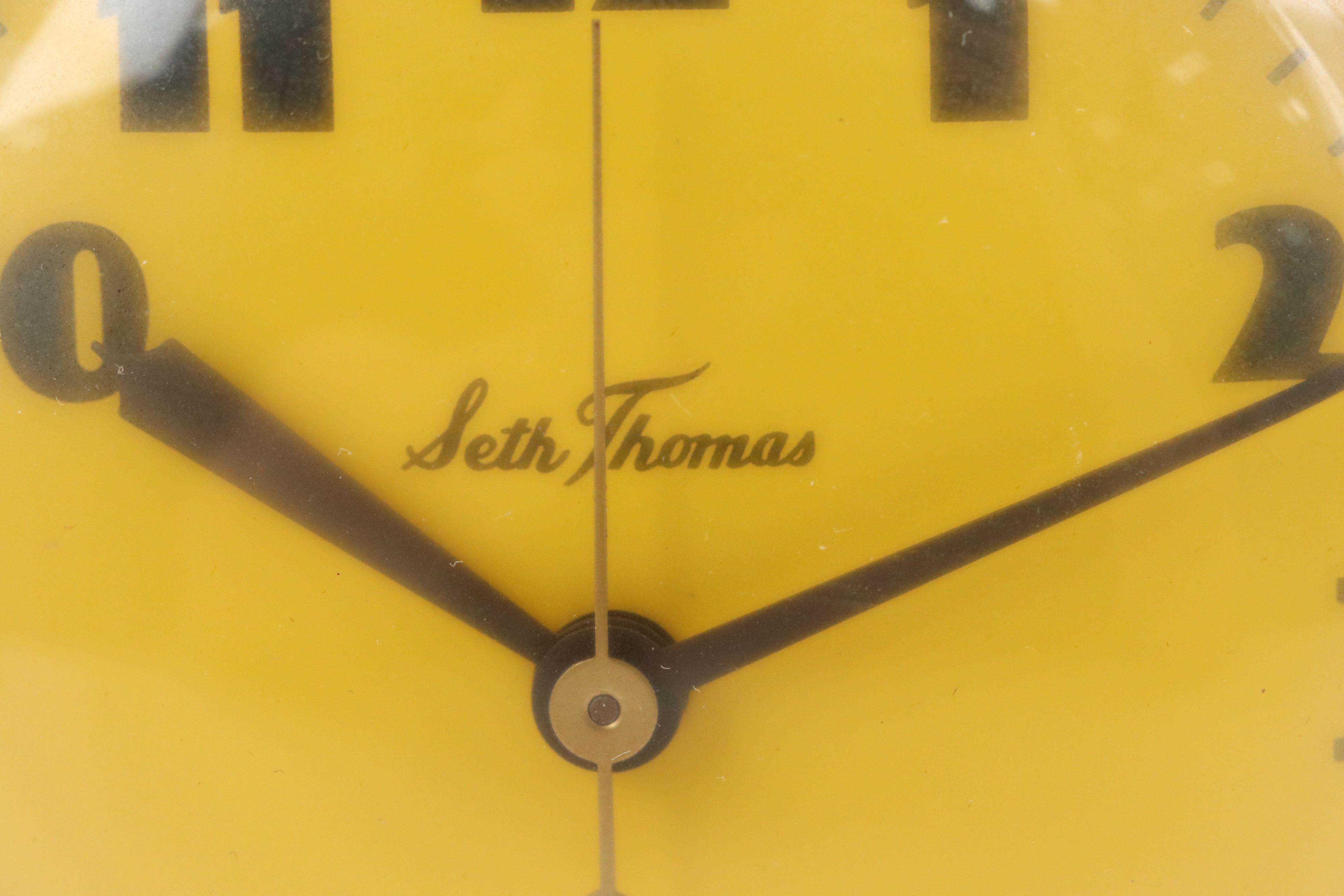 Seth Thomas Red and Yellow Apple Wall Clocks, Mid-20th Century