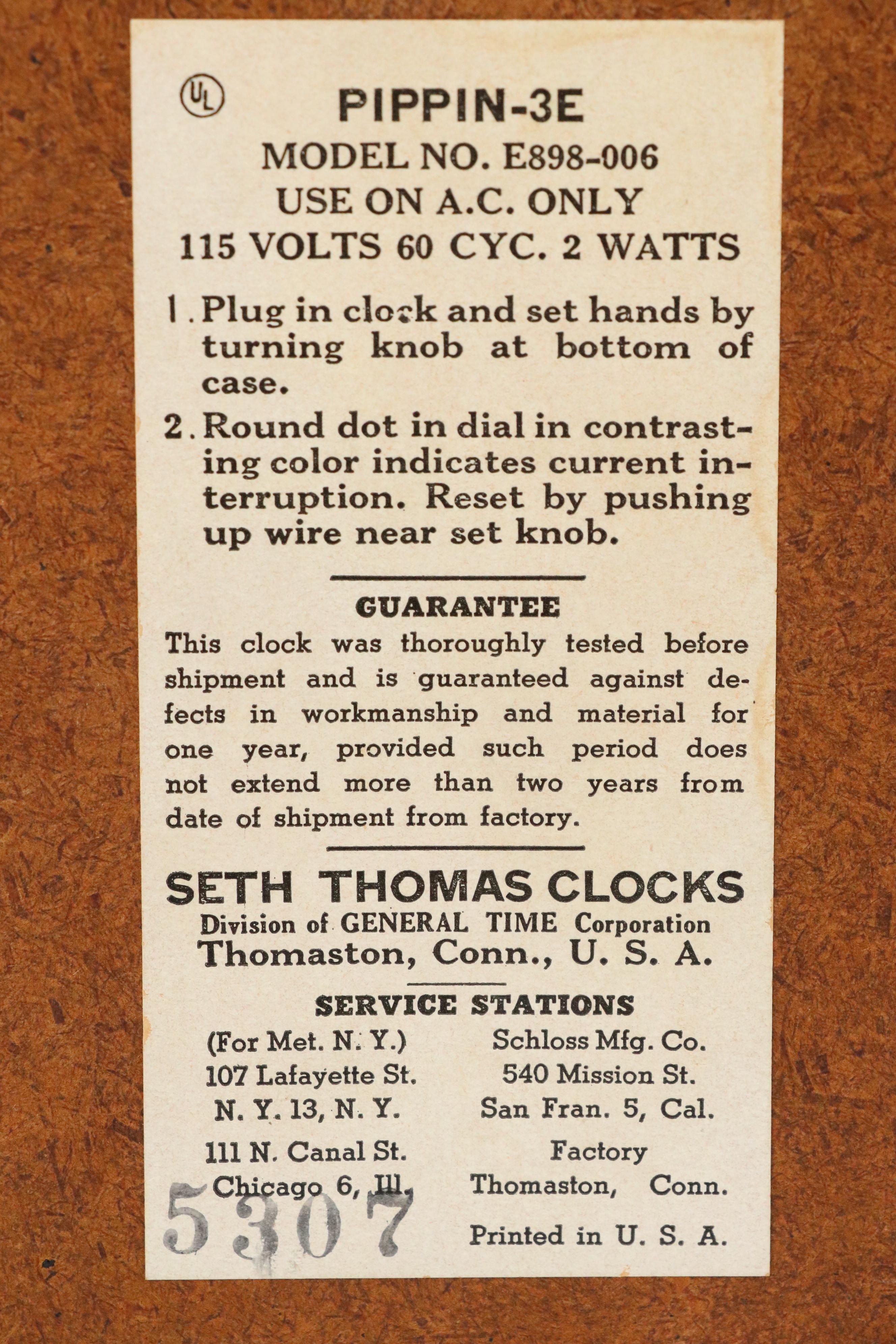 Seth Thomas Red and Yellow Apple Wall Clocks, Mid-20th Century