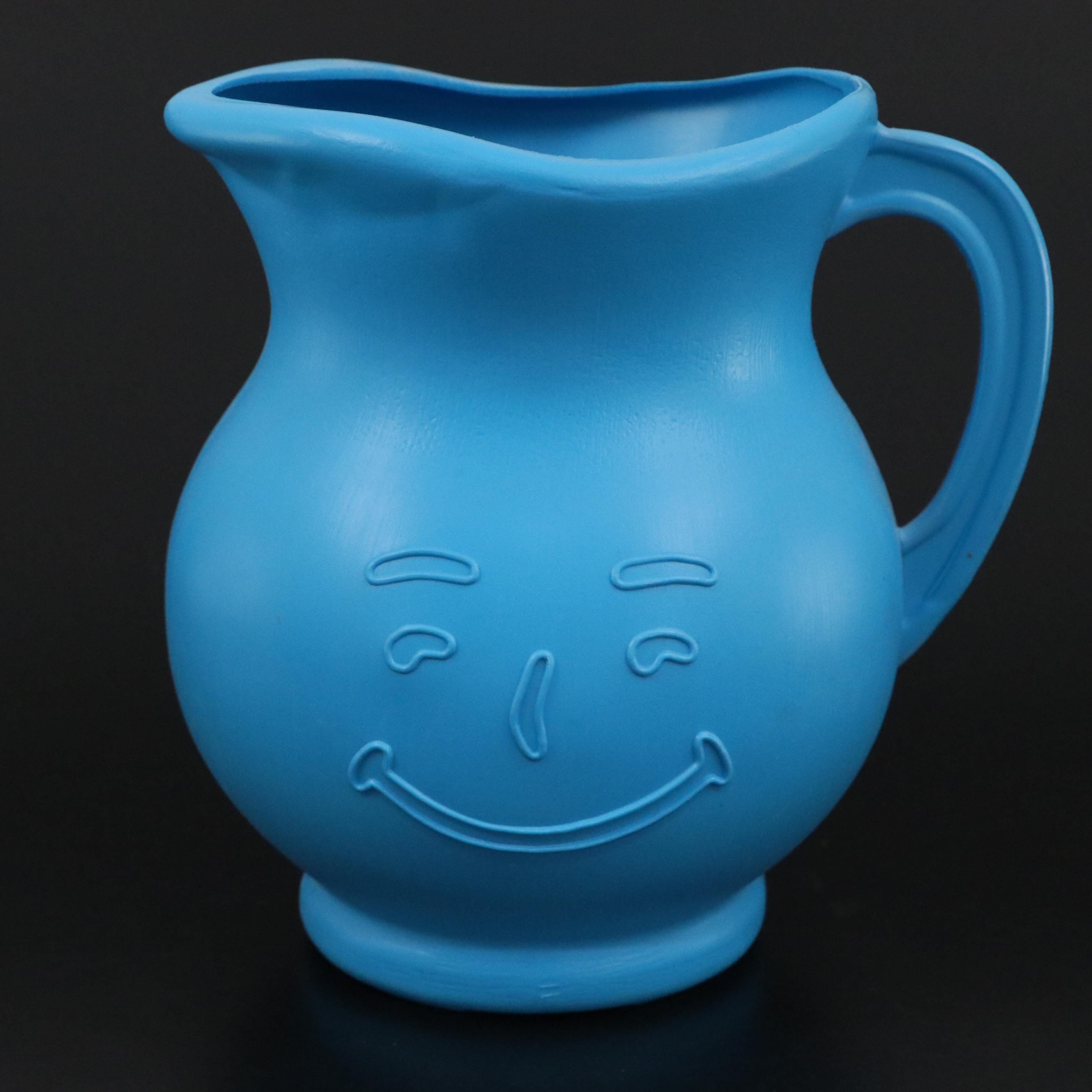 Kool-Aid Man Plastic Pitcher with Cups, Late 20th Century