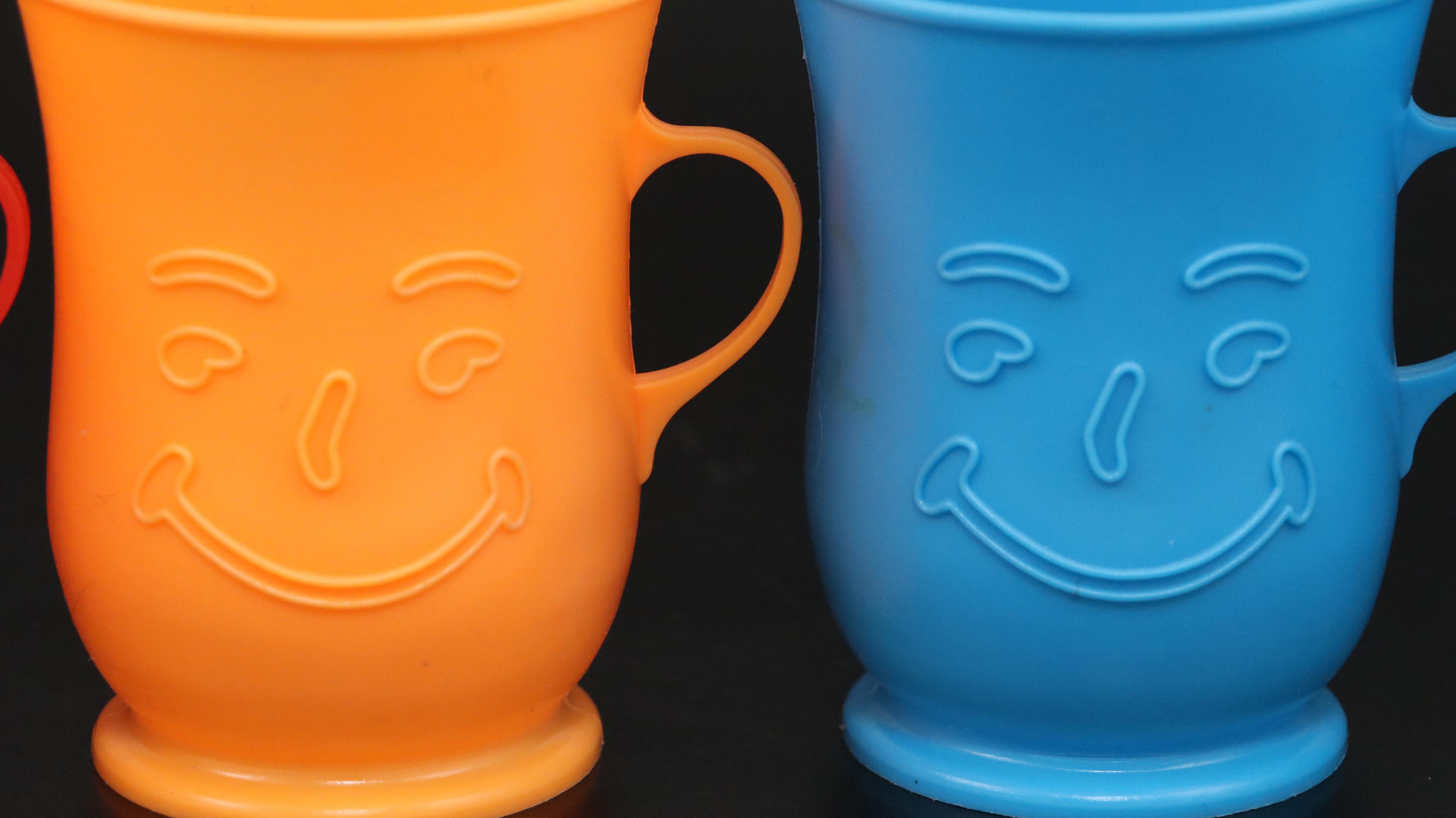 Kool-Aid Man Plastic Pitcher with Cups, Late 20th Century
