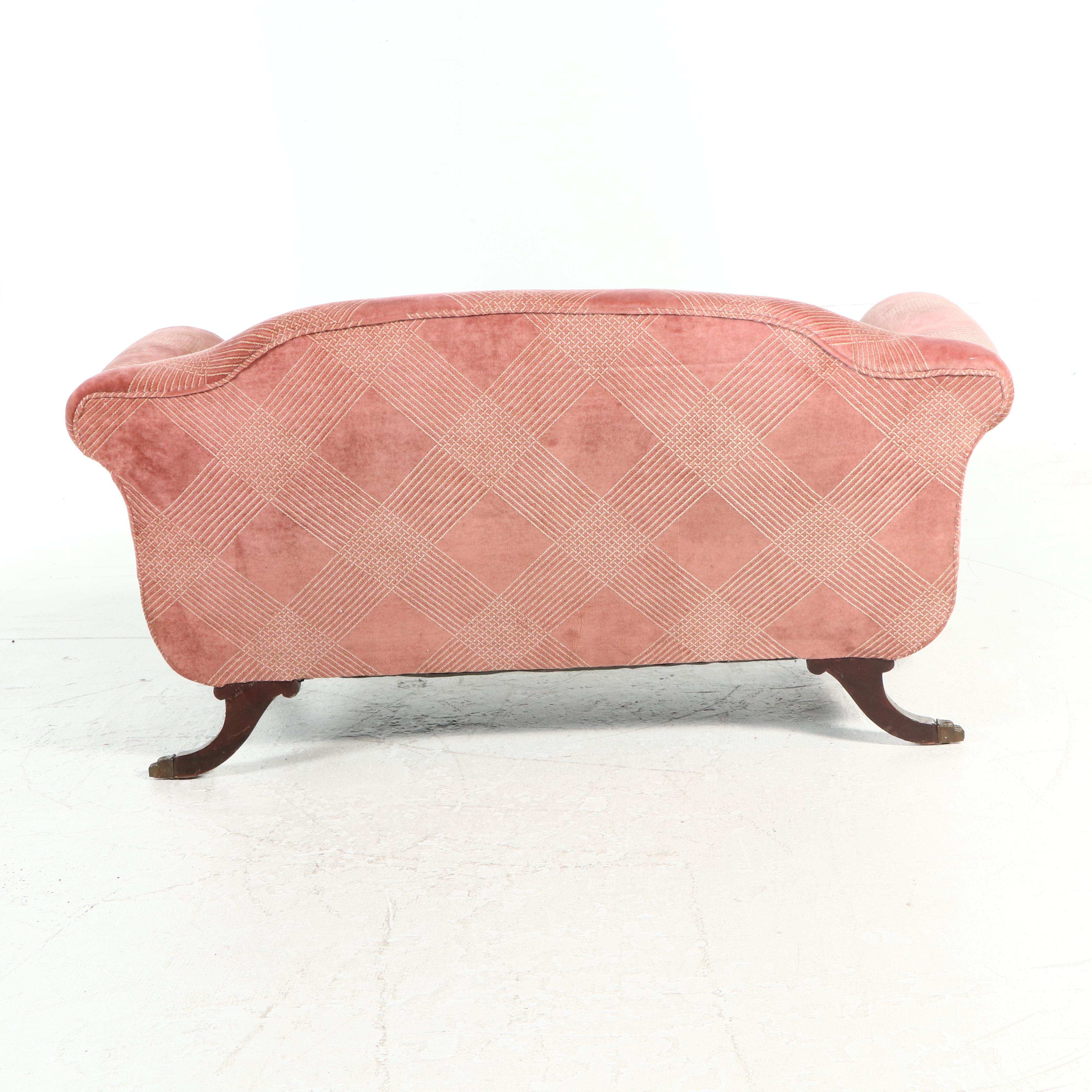 Regency Style Custom Velvet Upholstered Loveseat