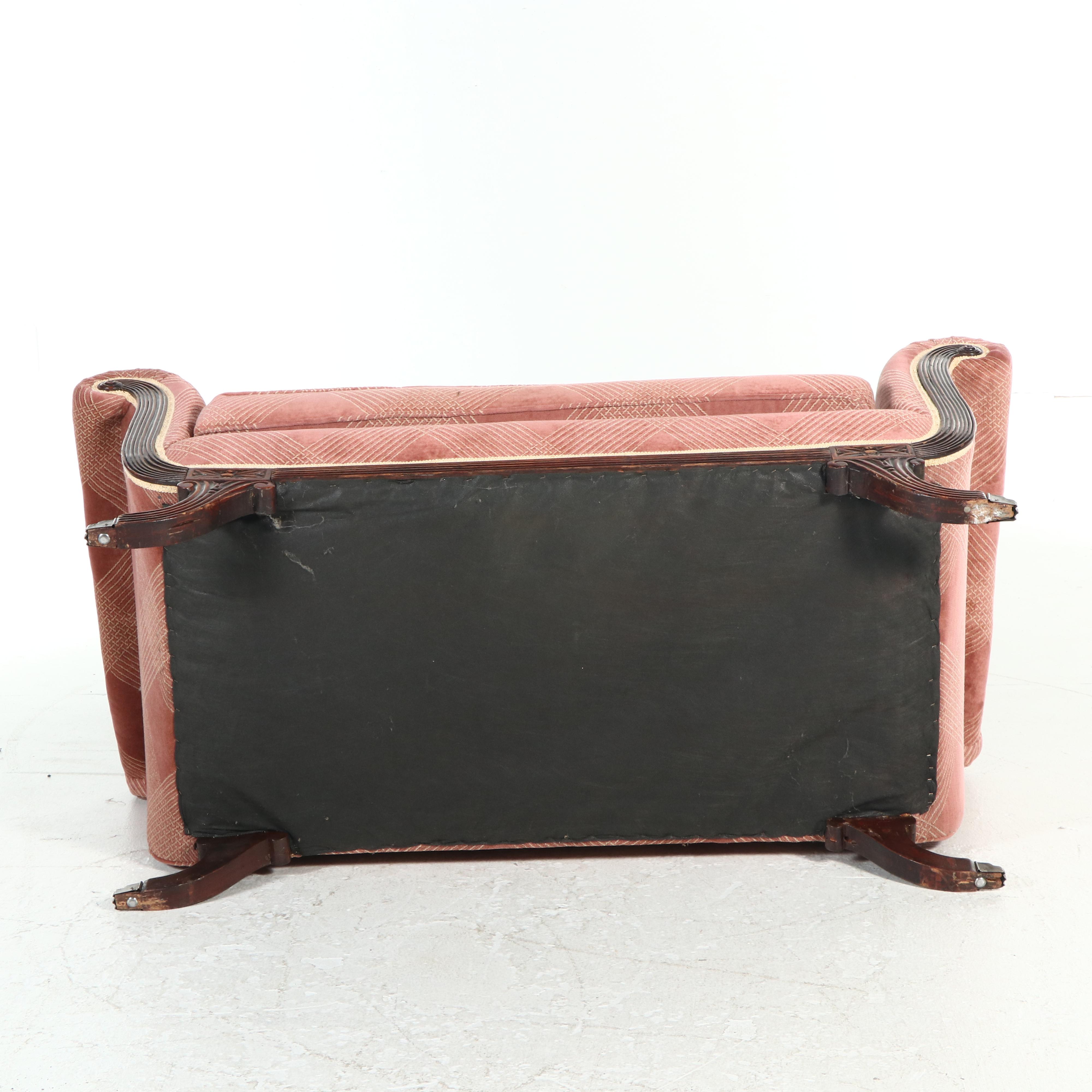 Regency Style Custom Velvet Upholstered Loveseat