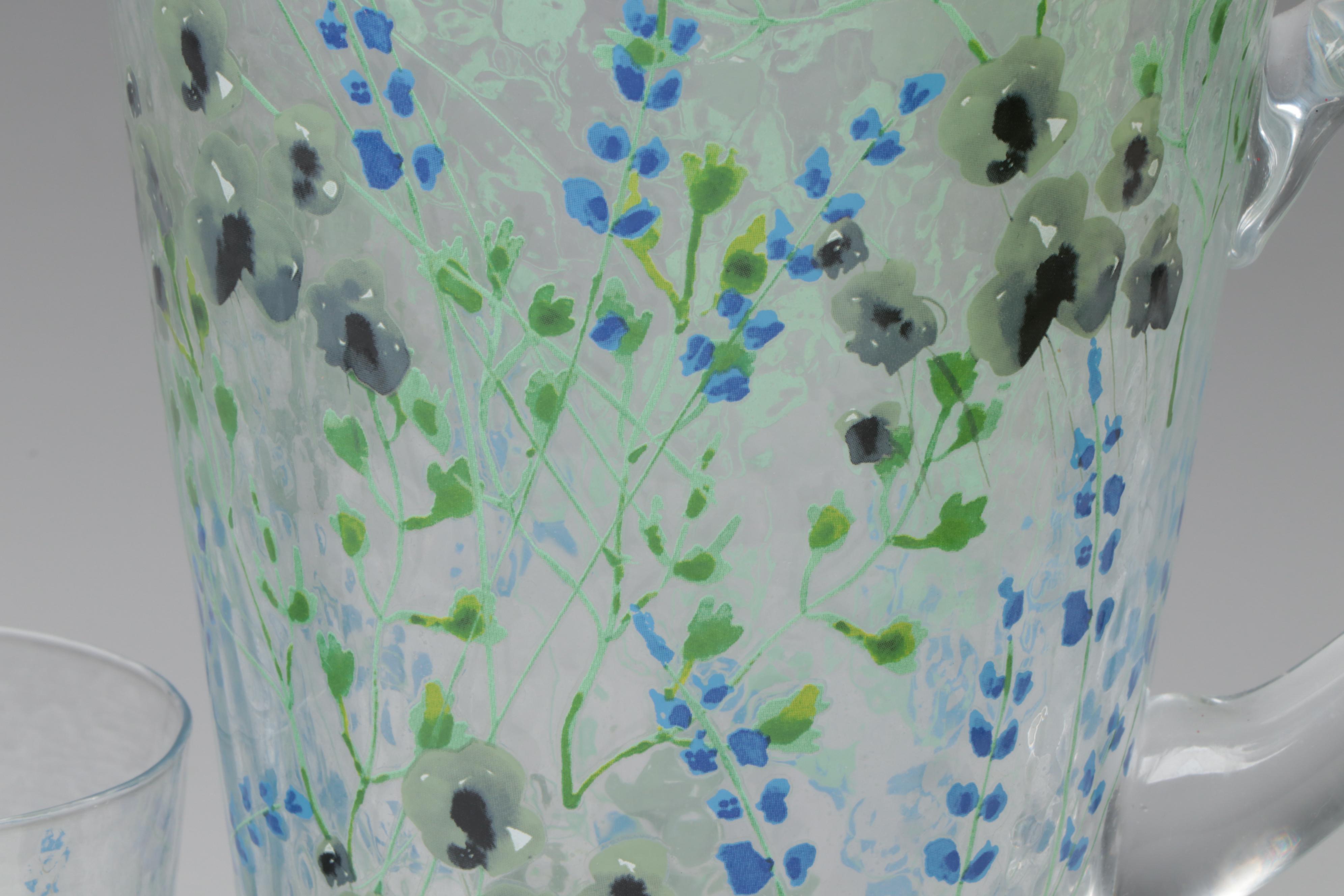 Anthropologie "Clemence" Glass Pitcher with Matching Tumblers & Other Stemware