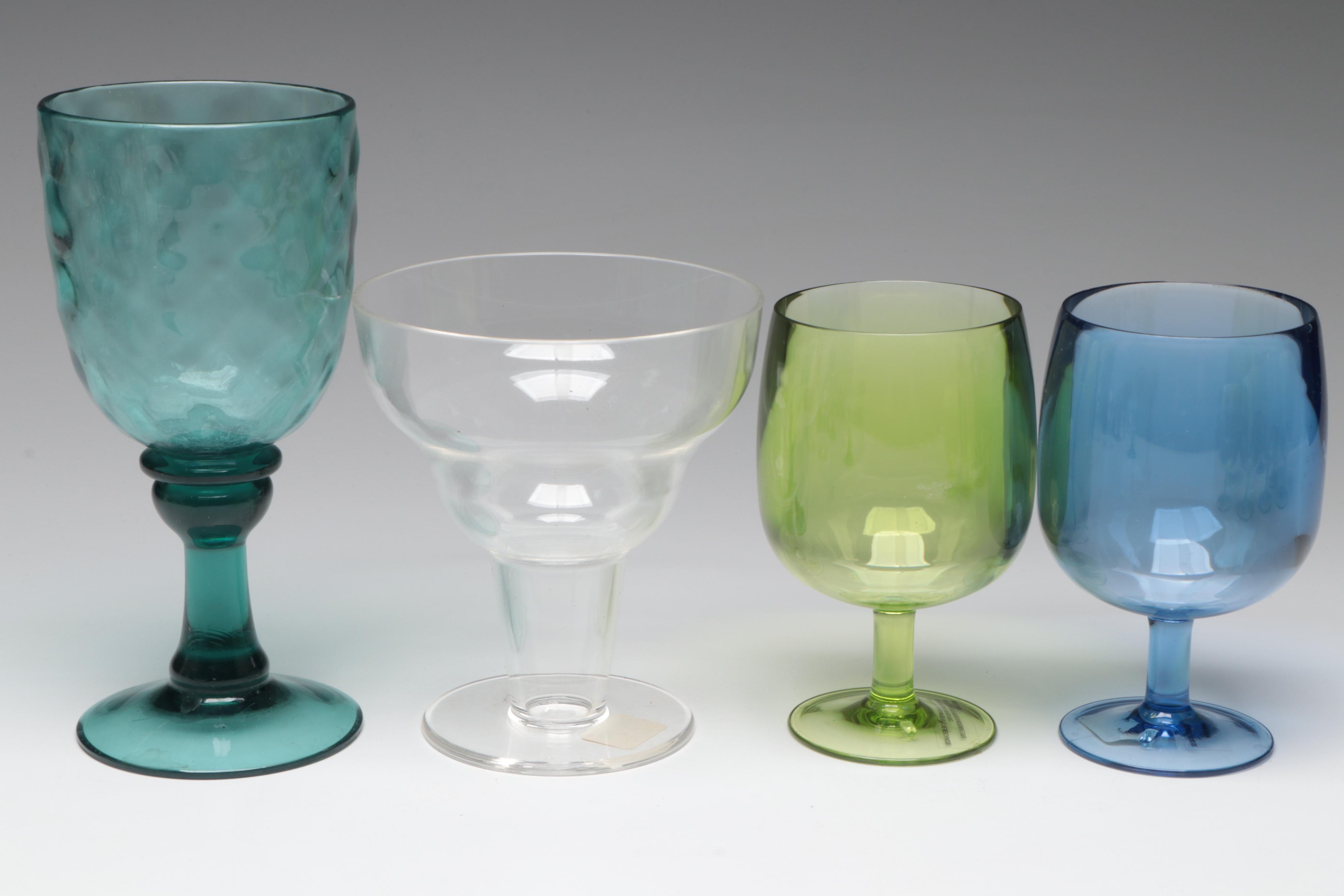 Anthropologie "Clemence" Glass Pitcher with Matching Tumblers & Other Stemware