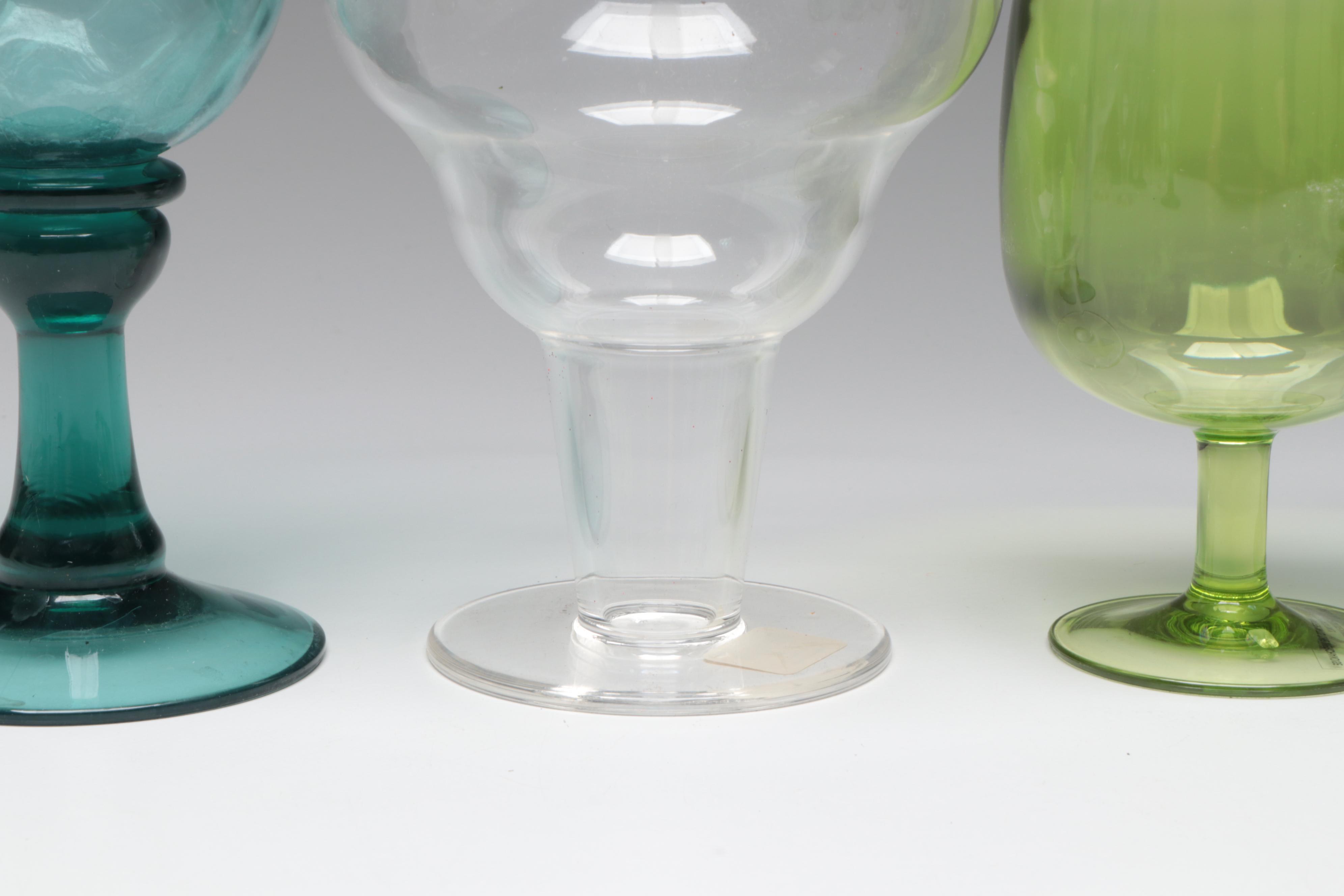 Anthropologie "Clemence" Glass Pitcher with Matching Tumblers & Other Stemware