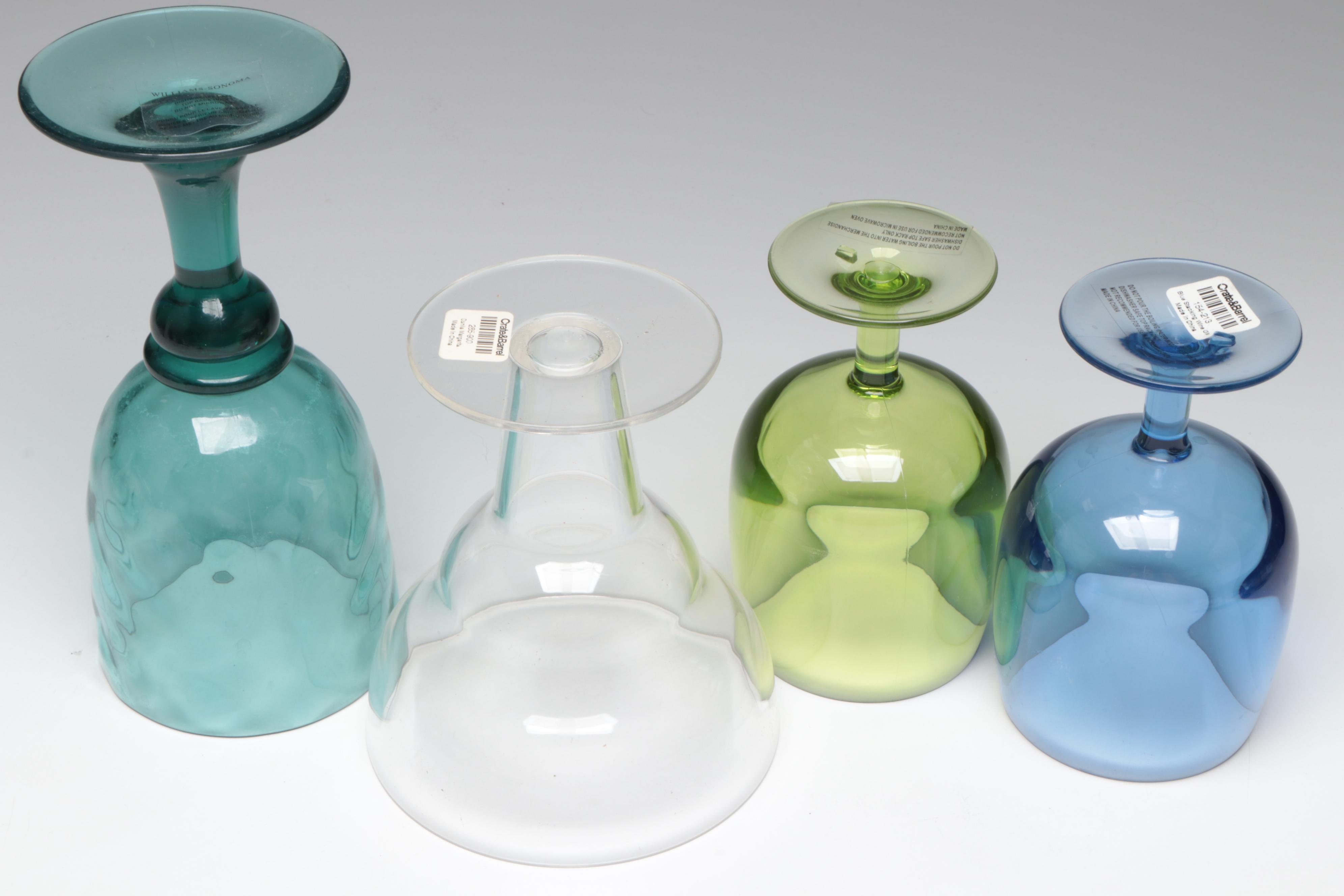 Anthropologie "Clemence" Glass Pitcher with Matching Tumblers & Other Stemware