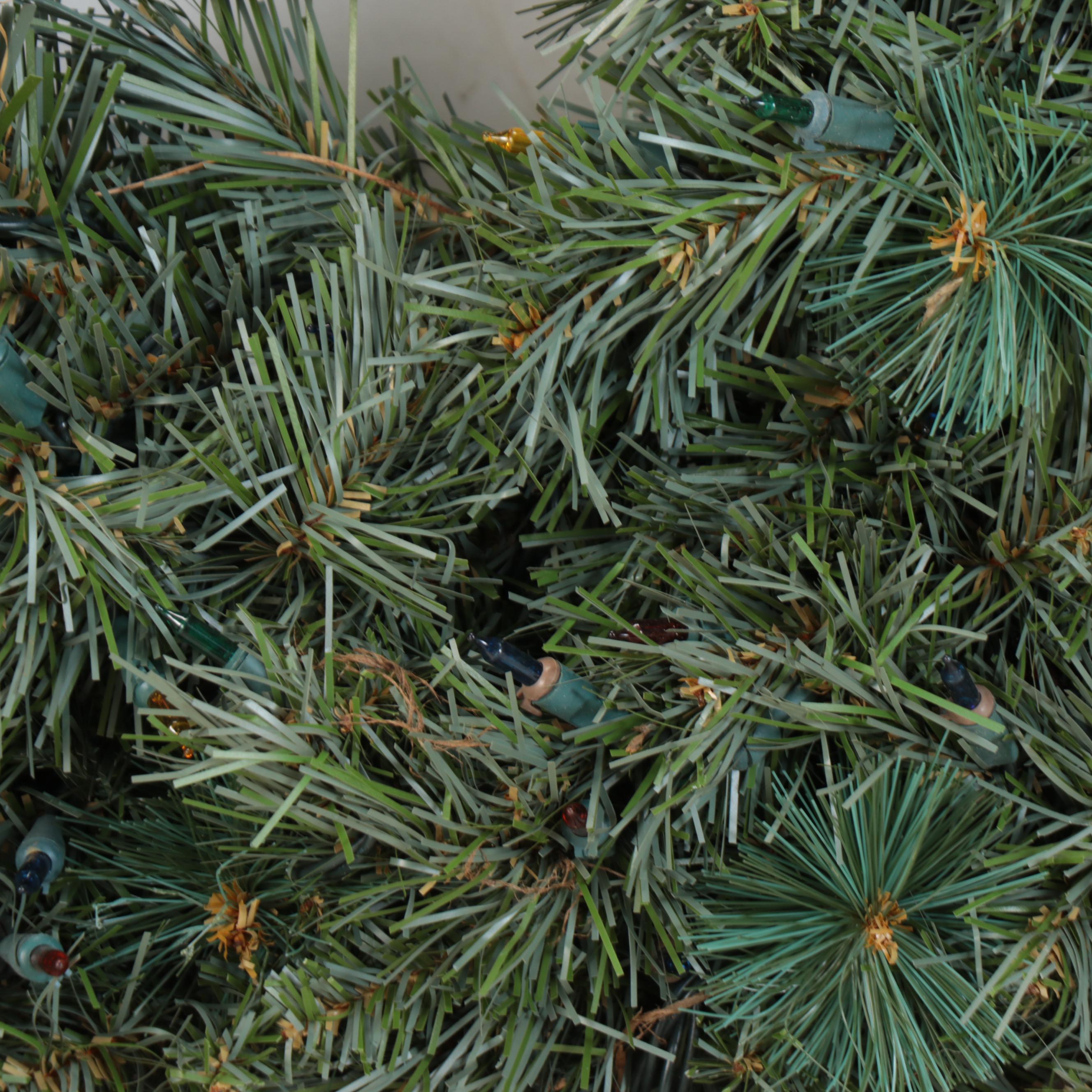 Faux Fir Pre-Lit LED Wreath and Plain Wreath