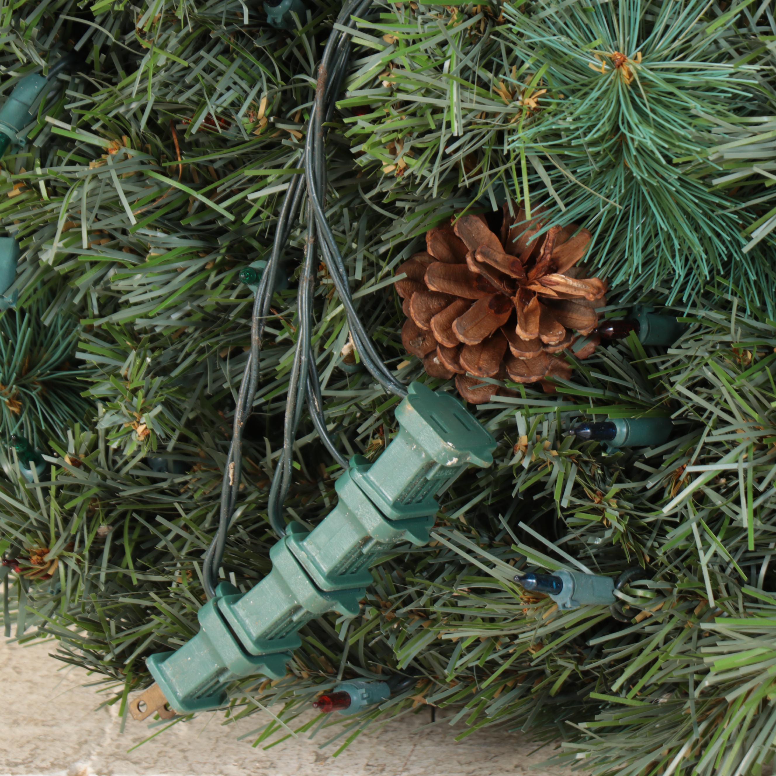 Faux Fir Pre-Lit LED Wreath and Plain Wreath